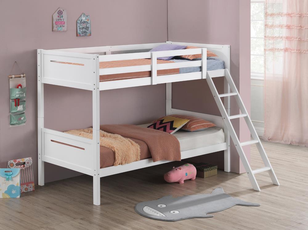Littleton White Twin/Twin Bunk Bed - 405051WHT - Bien Home Furniture &amp; Electronics