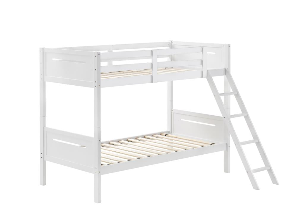 Littleton White Twin/Twin Bunk Bed - 405051WHT - Bien Home Furniture & Electronics