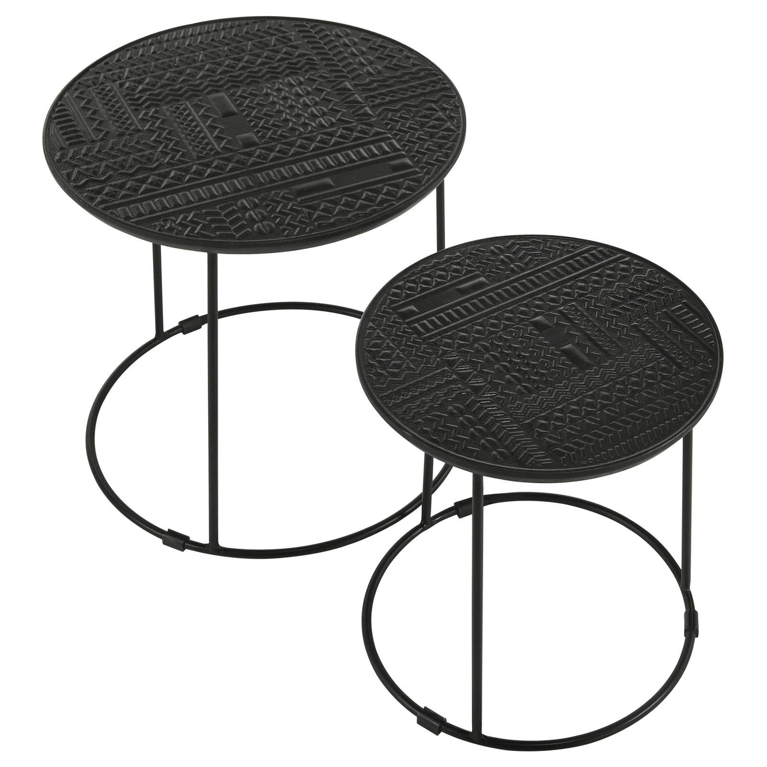 Loannis 2-Piece Round Nesting Table Matte Black - 935842 - Bien Home Furniture & Electronics