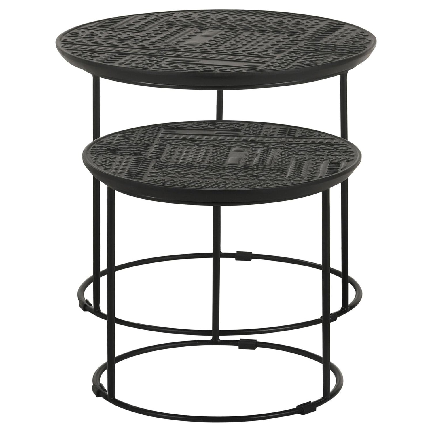 Loannis 2-Piece Round Nesting Table Matte Black - 935842 - Bien Home Furniture & Electronics