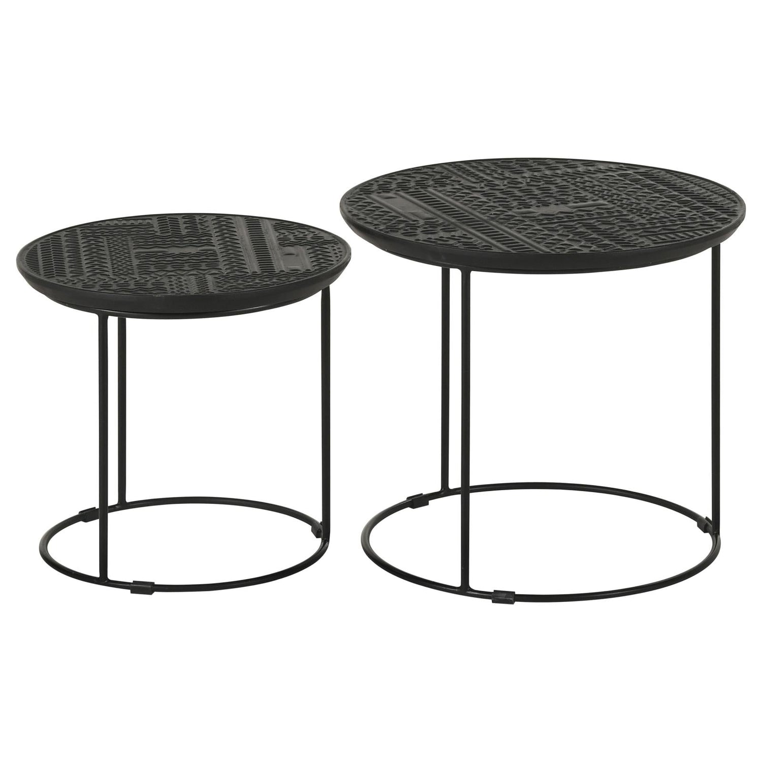 Loannis 2-Piece Round Nesting Table Matte Black - 935842 - Bien Home Furniture & Electronics