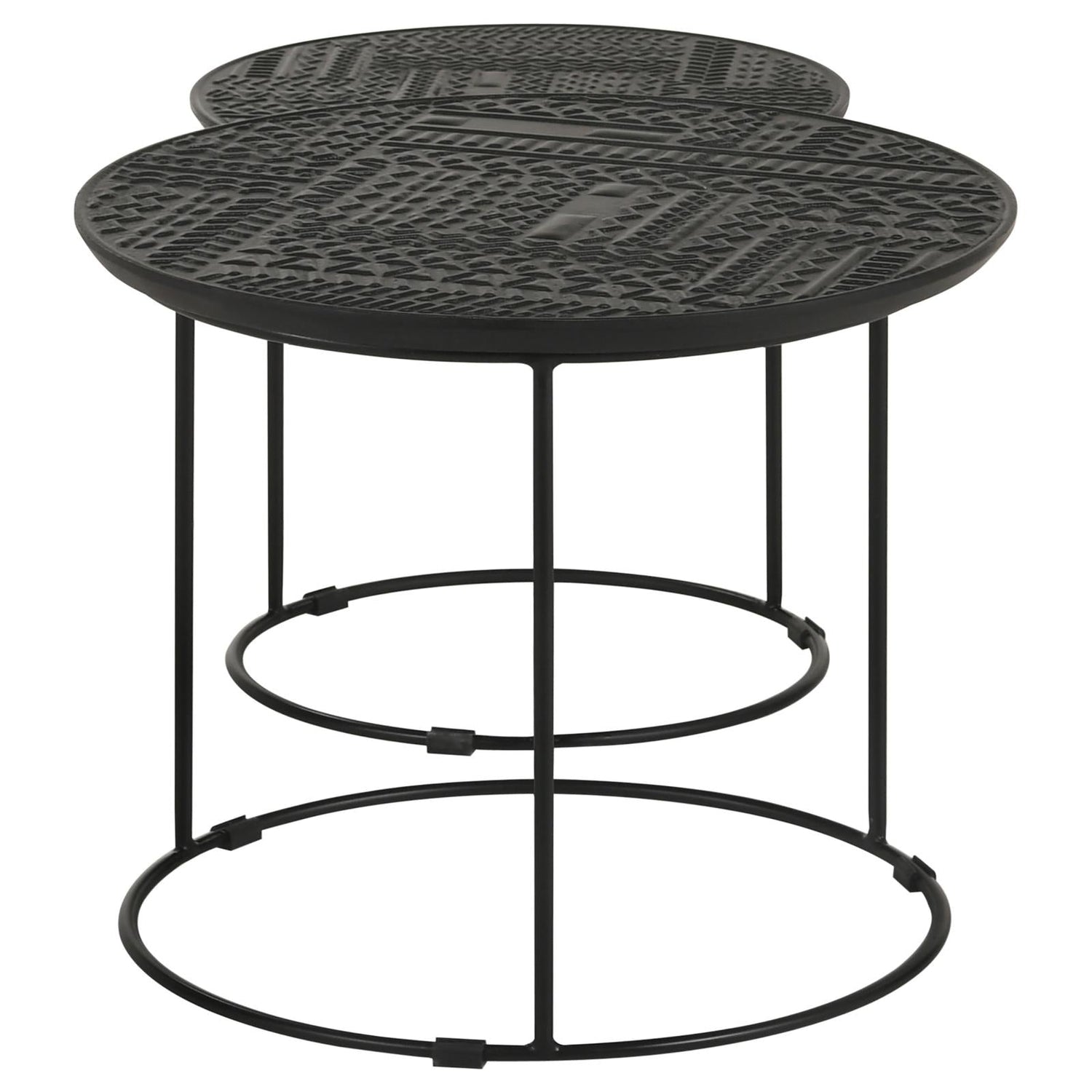 Loannis 2-Piece Round Nesting Table Matte Black - 935842 - Bien Home Furniture & Electronics