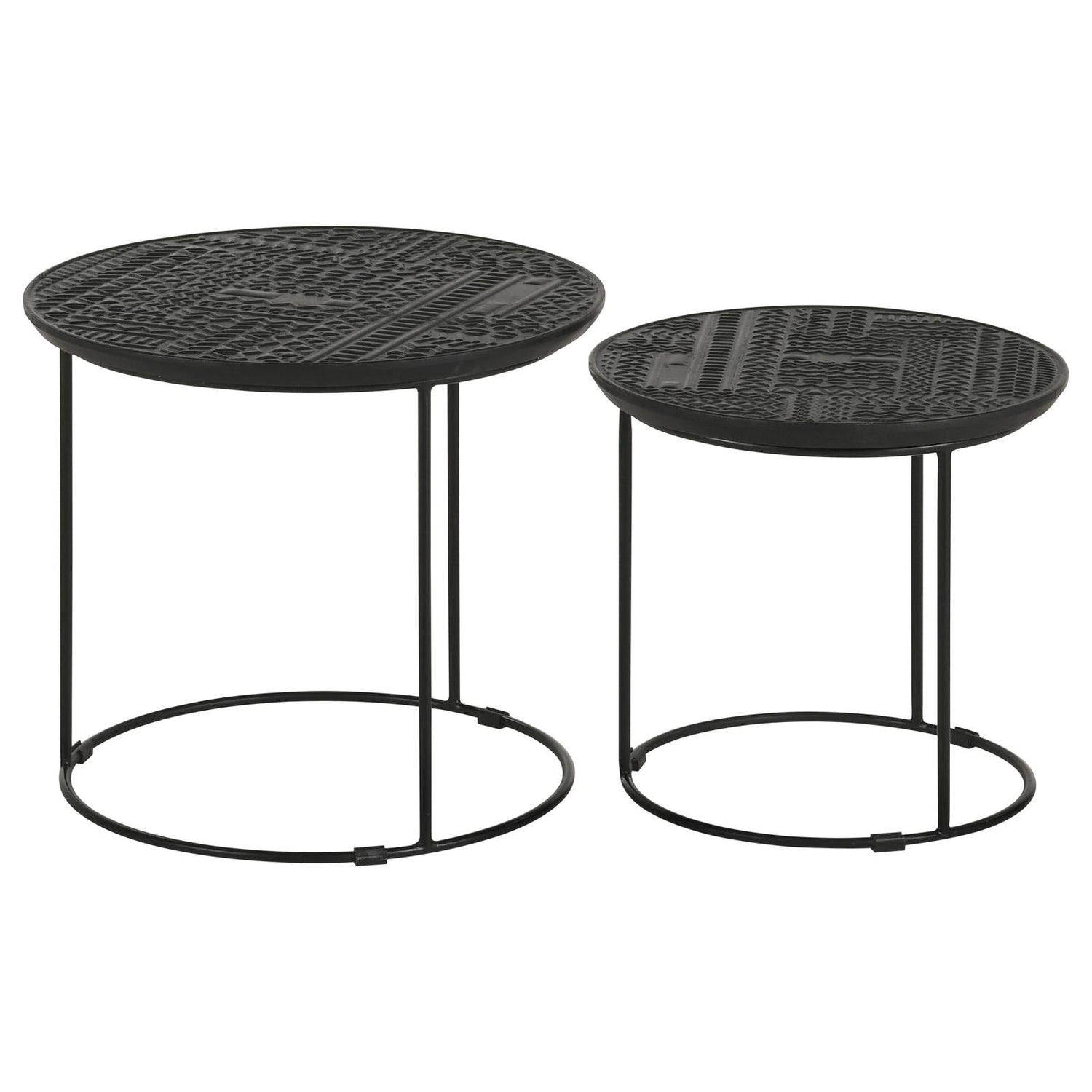 Loannis 2-Piece Round Nesting Table Matte Black - 935842 - Bien Home Furniture & Electronics