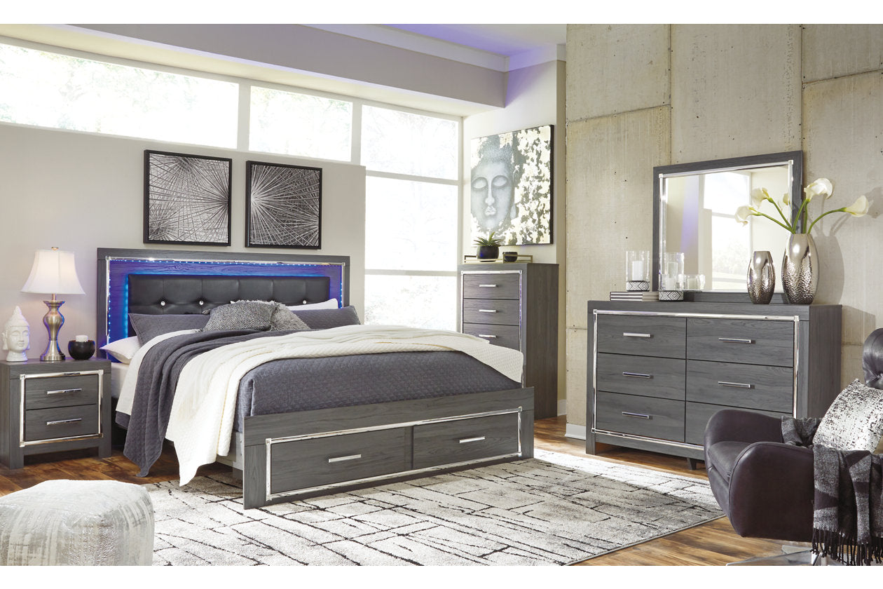 Lodanna Gray King Panel Bed with 2 Storage Drawers - SET | B214-56S | B214-58 | B214-97 - Bien Home Furniture & Electronics