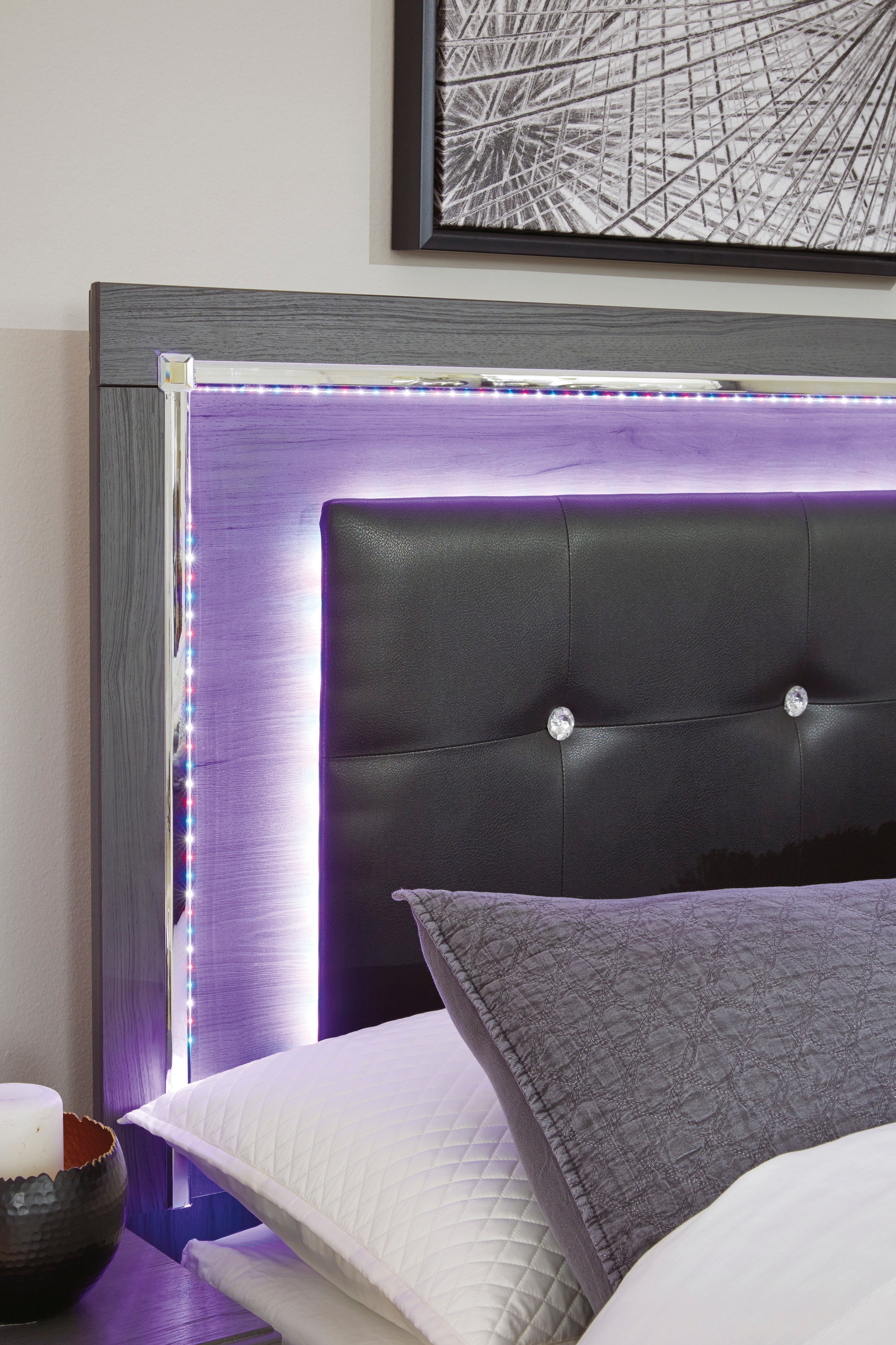 Lodanna Gray LED Panel Bedroom Set - SET | B214-54 | B214-57 | B214-96 | B214-31 | B214-36 | B214-92 | B214-46 - Bien Home Furniture & Electronics