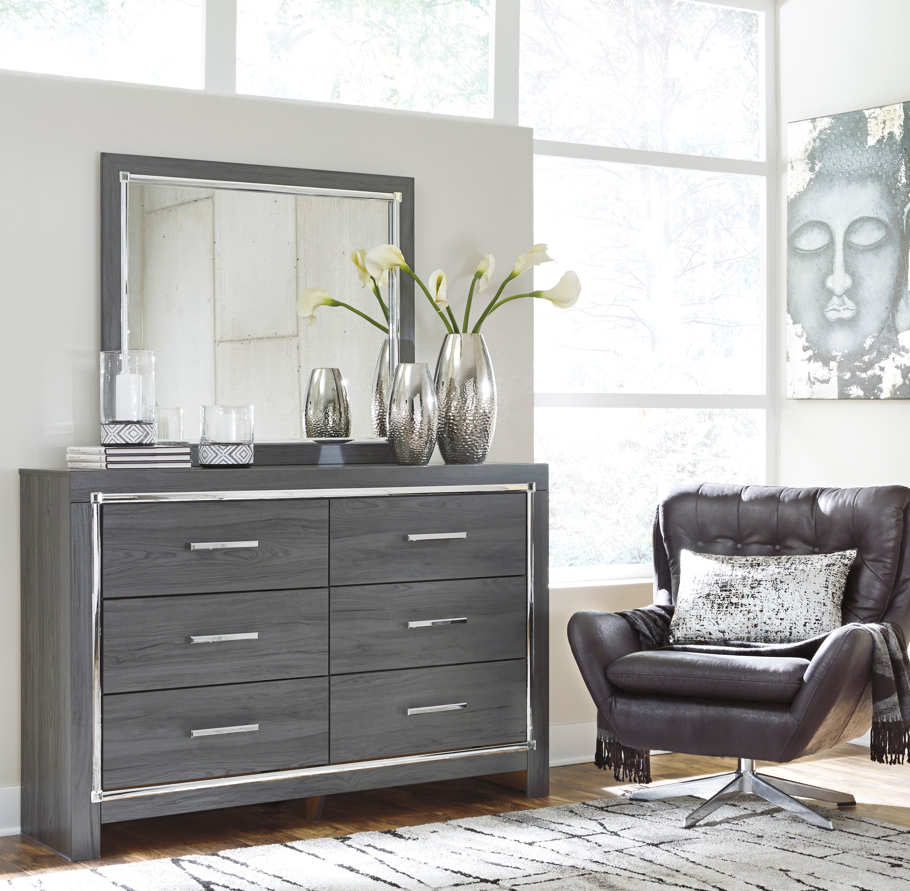 Lodanna Gray LED Panel Bedroom Set - SET | B214-54 | B214-57 | B214-96 | B214-31 | B214-36 | B214-92 | B214-46 - Bien Home Furniture & Electronics