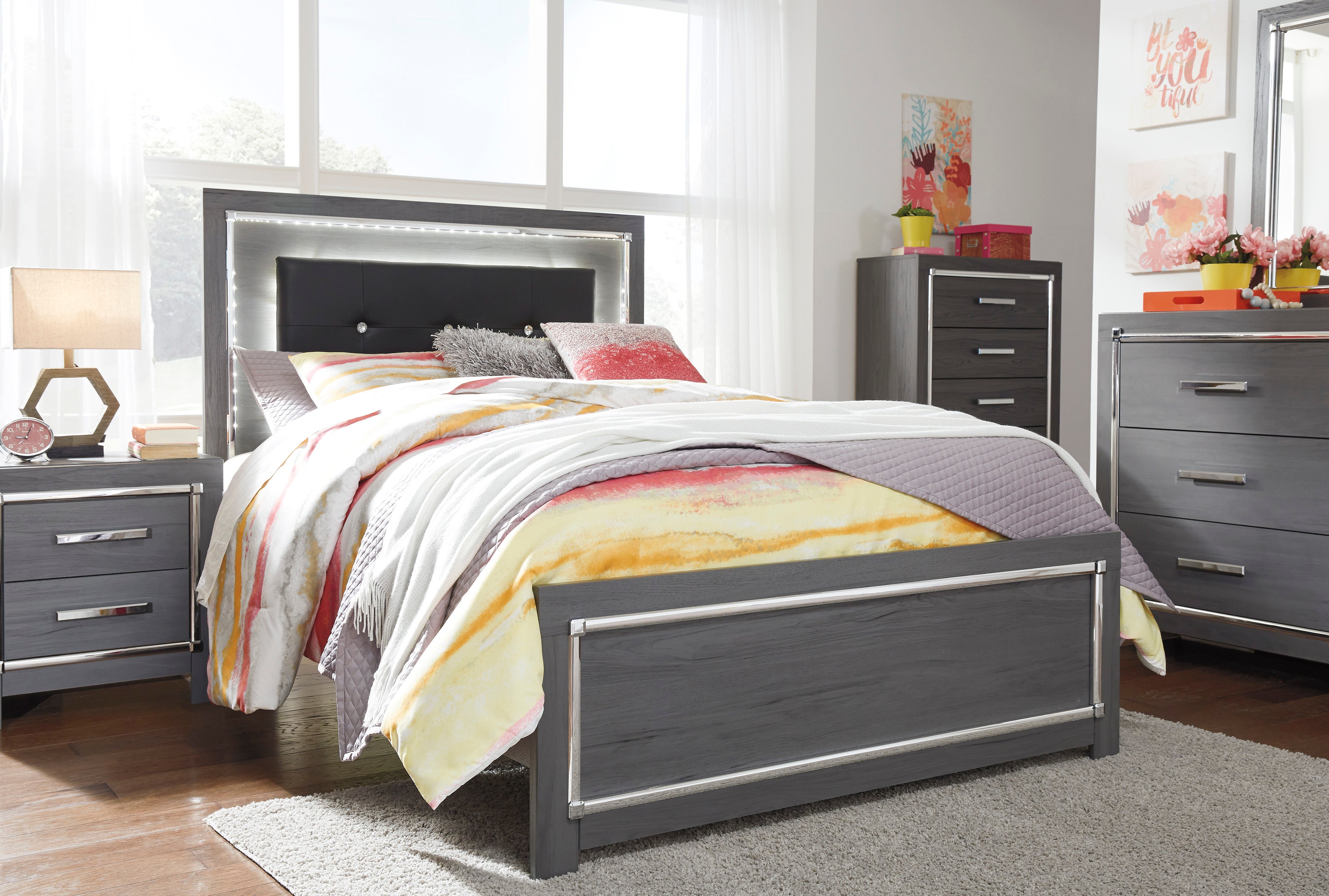 Lodanna Gray LED Panel Youth Bedroom Set - SET | B214-84 | B214-86 | B214-87 | B214-31 | B214-36 | B214-92 - Bien Home Furniture & Electronics