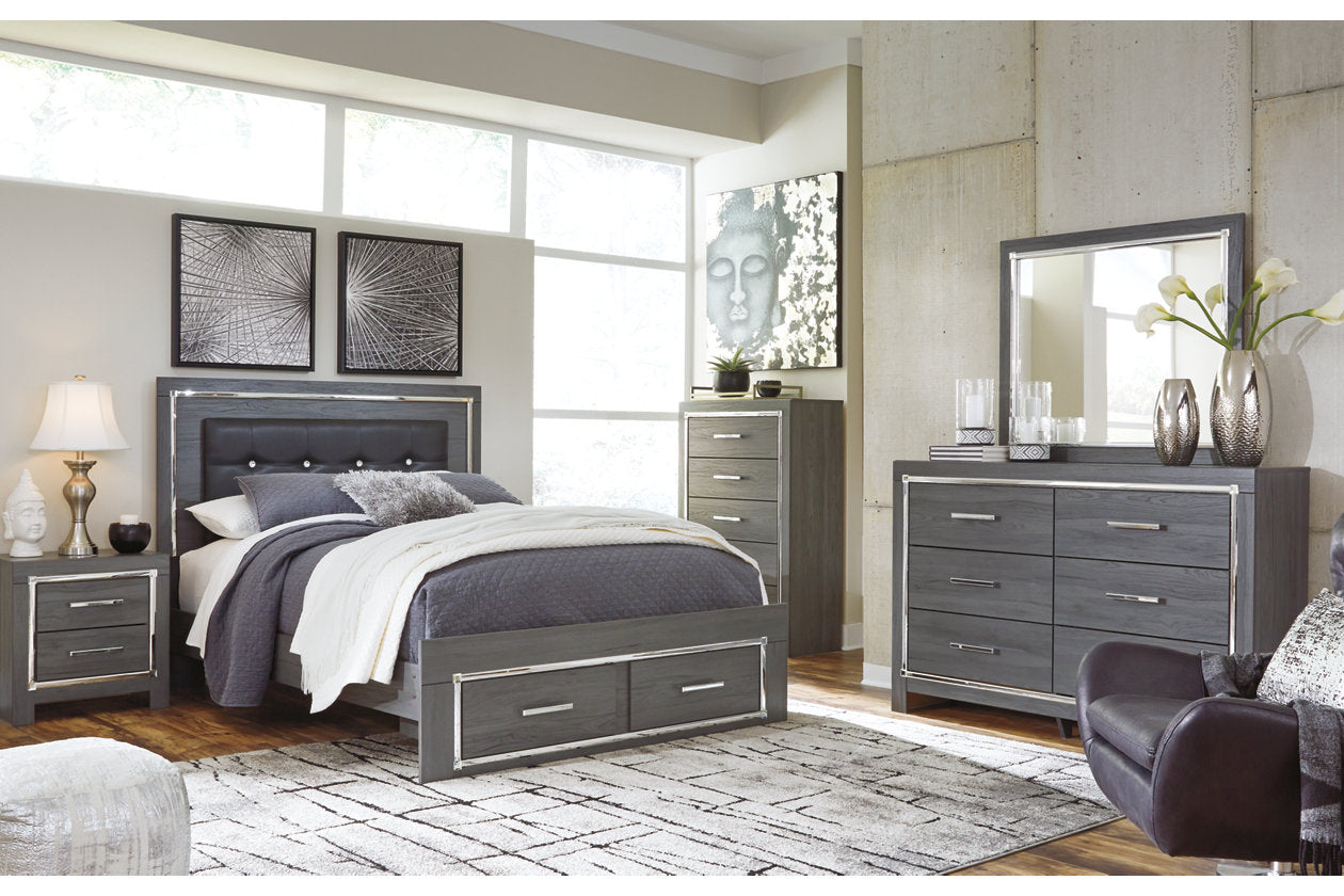 Lodanna Gray Queen Panel Bed with 2 Storage Drawers - SET | B214-54S | B214-57 | B214-96 - Bien Home Furniture & Electronics