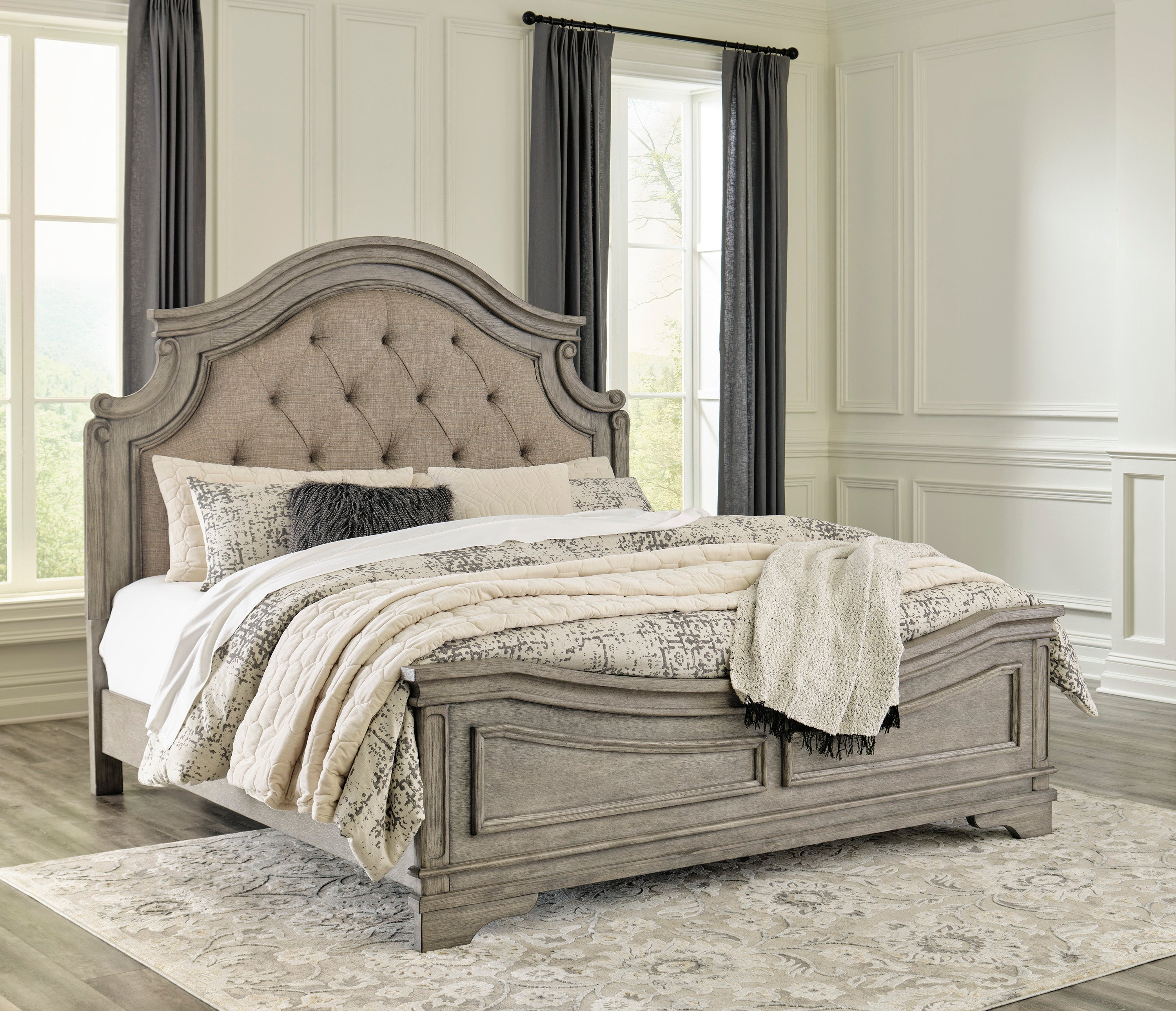 Lodenbay Antique Gray Upholstered Panel Bedroom Set - SET | B751-56 | B751-58 | B751-97 | B751-31 | B751-36 - Bien Home Furniture & Electronics