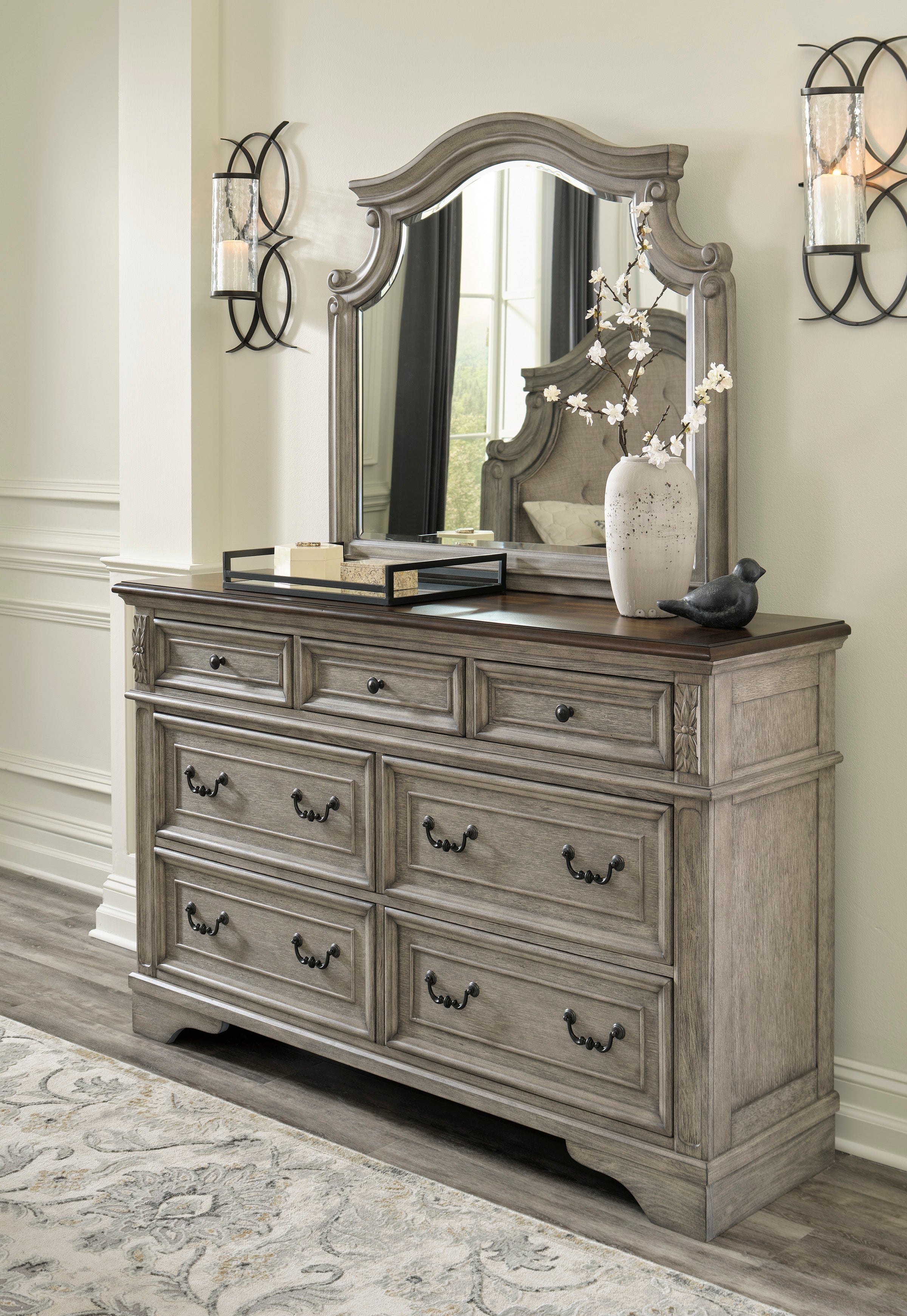 Lodenbay Antique Gray Upholstered Panel Bedroom Set - SET | B751-56 | B751-58 | B751-97 | B751-31 | B751-36 - Bien Home Furniture & Electronics
