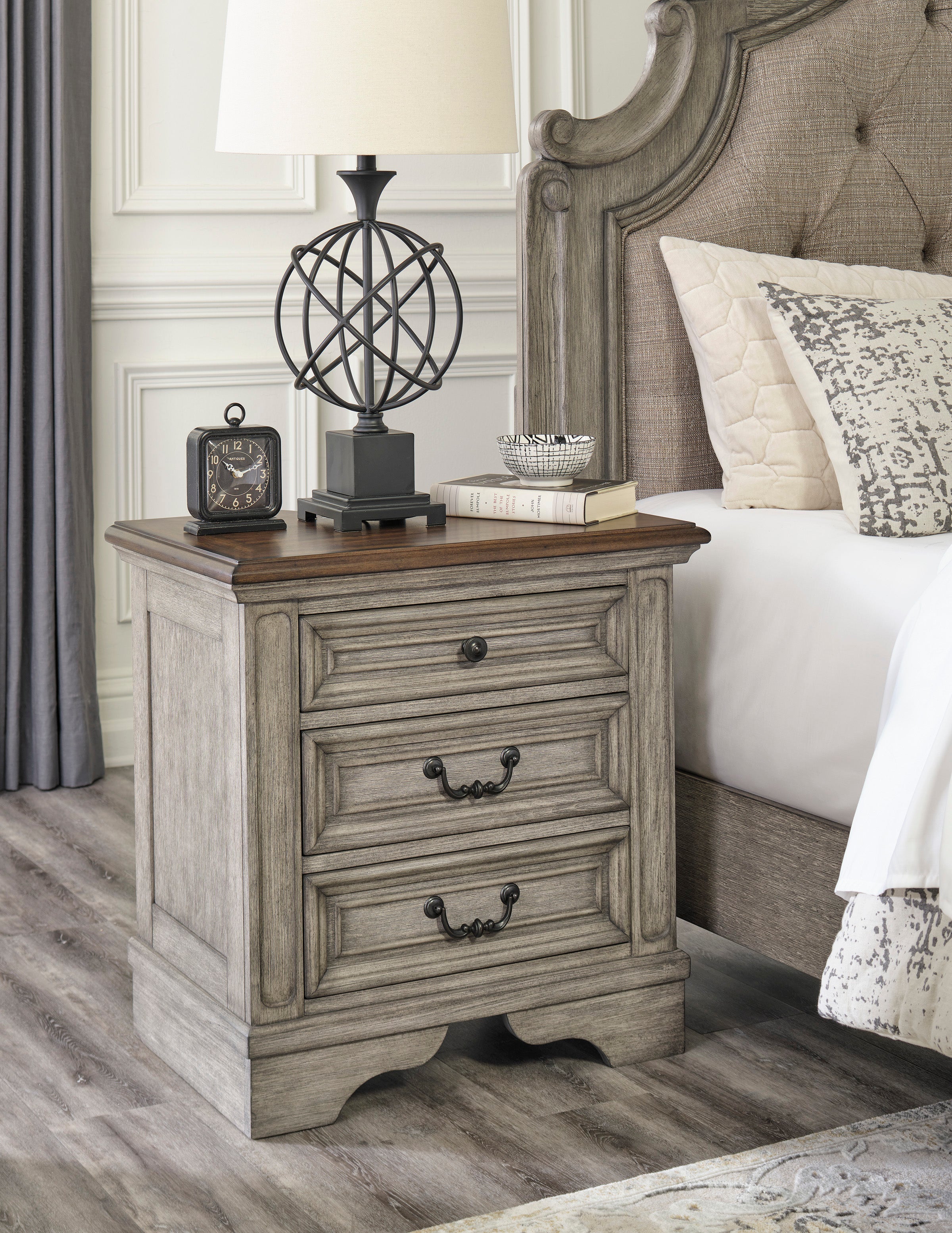 Lodenbay Antique Gray Upholstered Panel Bedroom Set - SET | B751-56 | B751-58 | B751-97 | B751-31 | B751-36 - Bien Home Furniture & Electronics