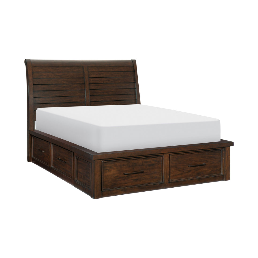 Logandale Brown Queen Sleigh Storage Platform Bed - SET | 1559-1 | 1559-2 | 1559-3DW(2) - Bien Home Furniture &amp; Electronics