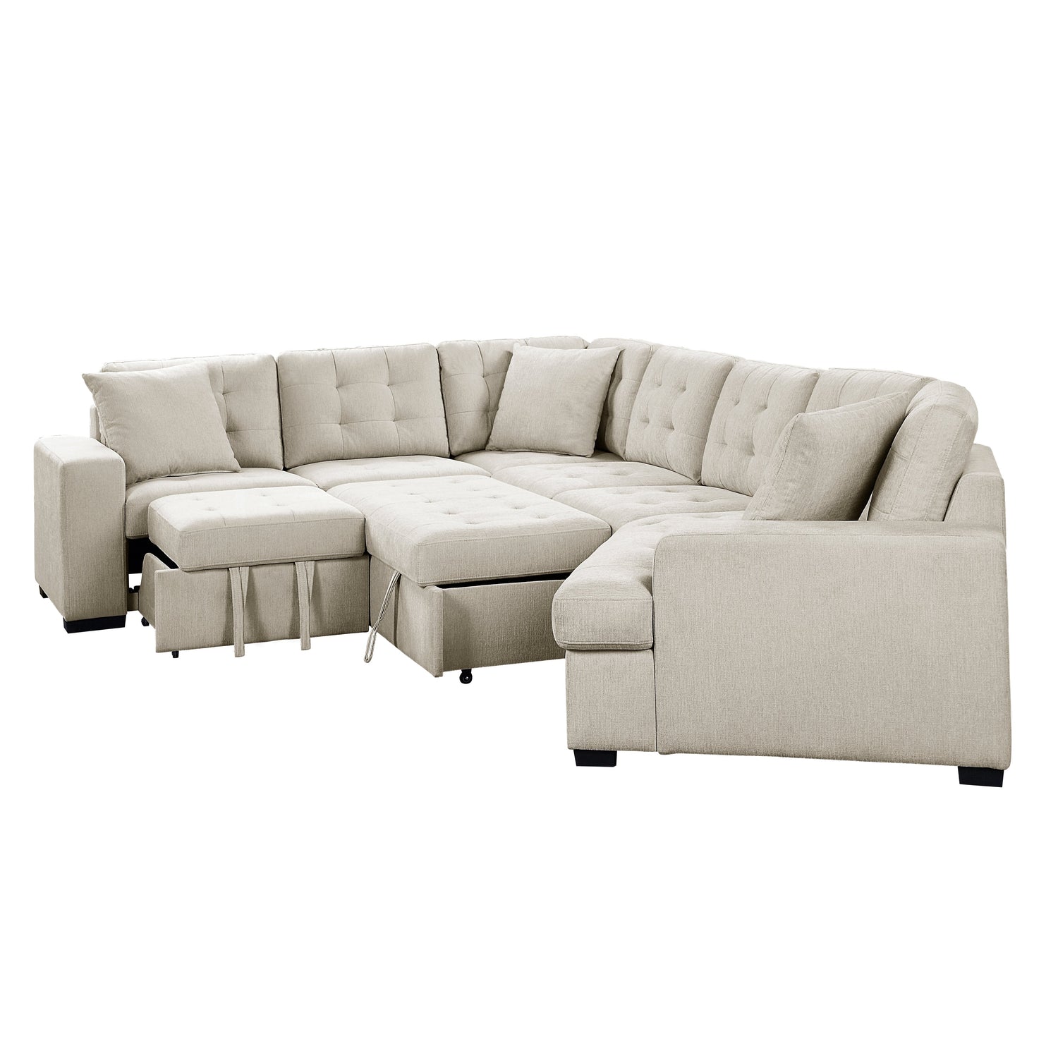 Logansport Beige Sleeper Sectional - 9401BEG*42LRU - Bien Home Furniture &amp; Electronics