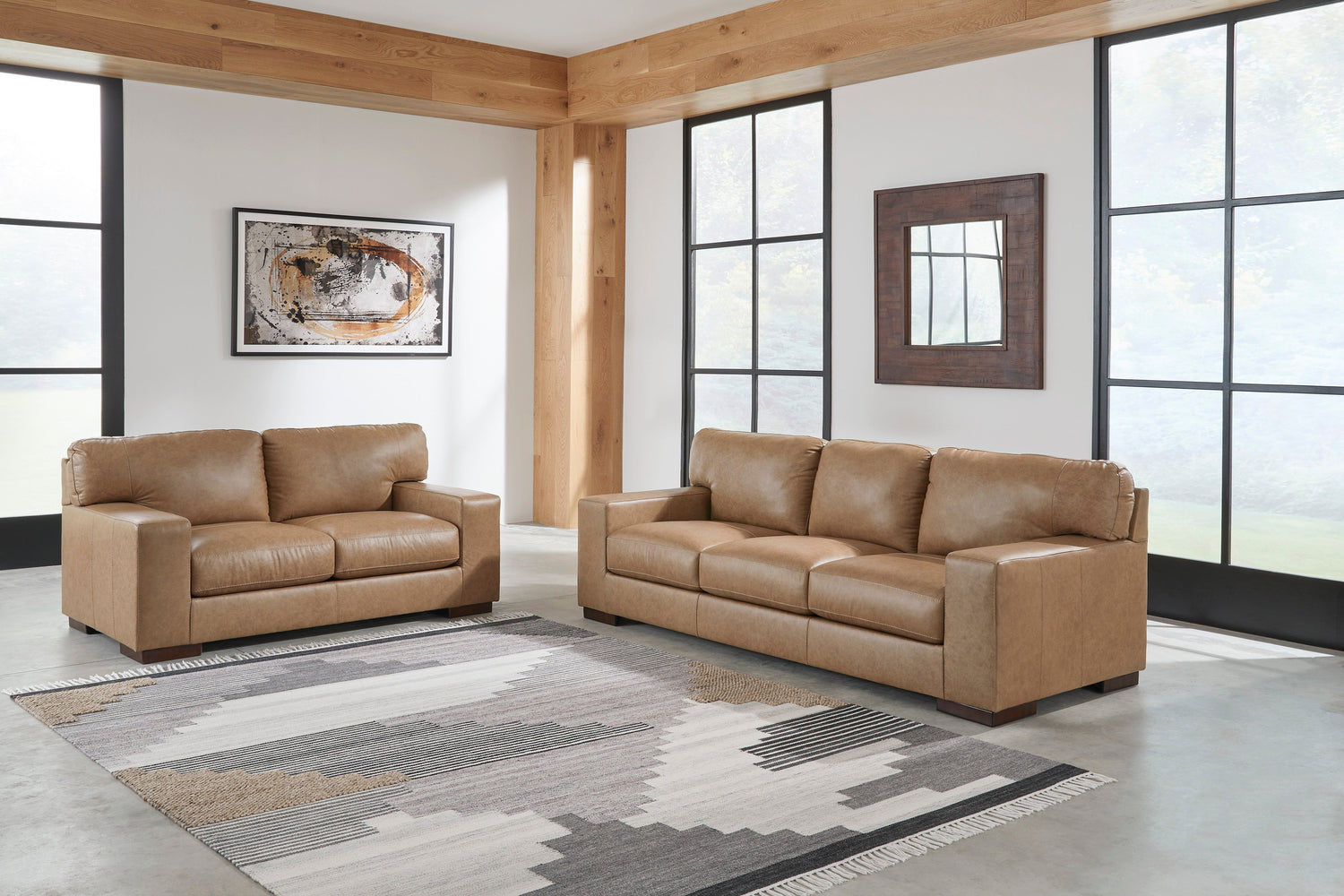 Lombardia Tumbleweed Leather Living Room Set - SET | 5730238 | 5730235 - Bien Home Furniture & Electronics