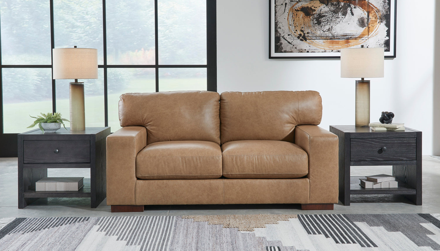 Lombardia Tumbleweed Leather Living Room Set - SET | 5730238 | 5730235 - Bien Home Furniture & Electronics
