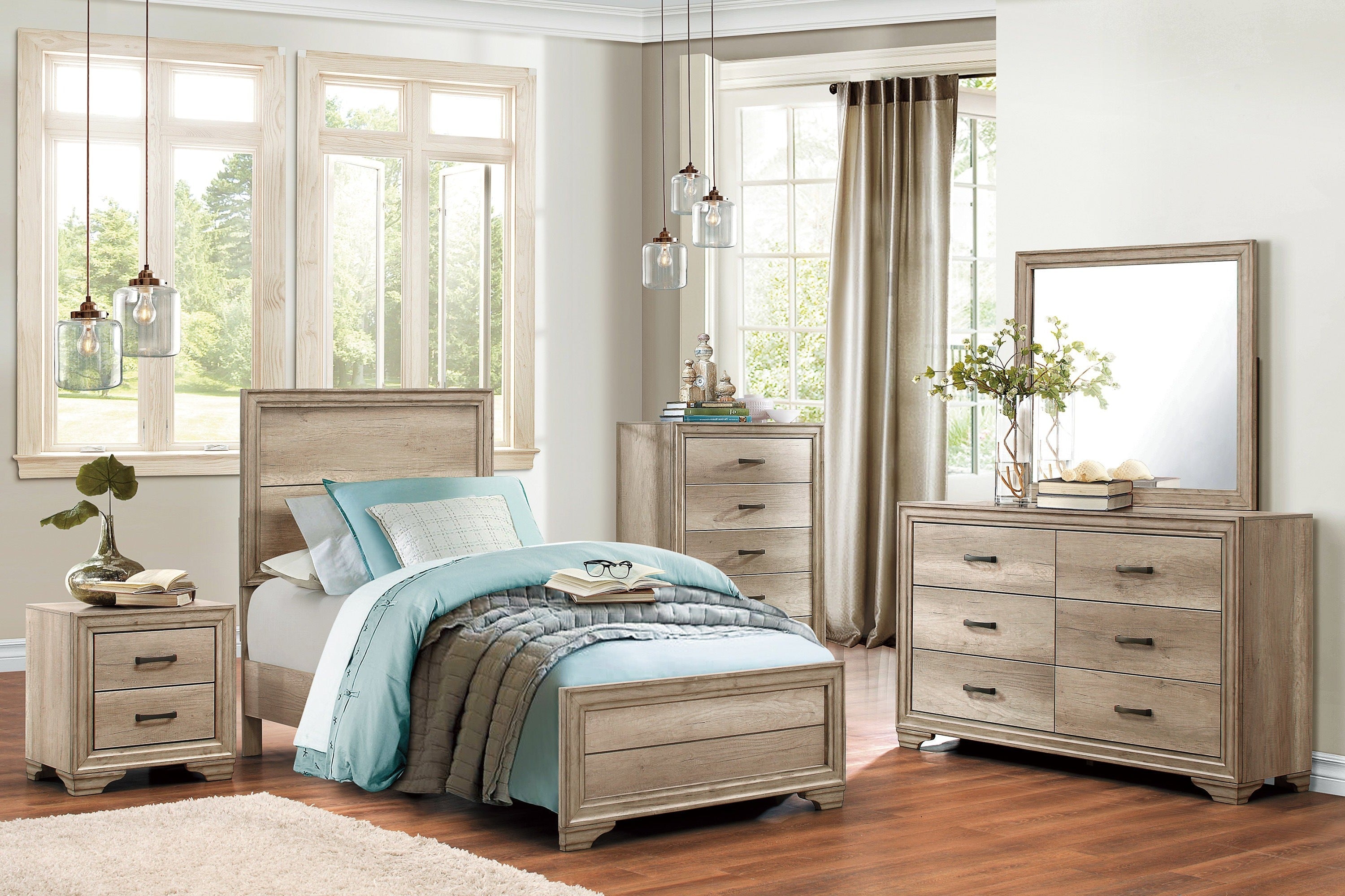 Lonan Rustic Panel Youth Bedroom Set - SET | 1955-5 | 1955-6 | 1955-4 | 1955-9 | 1955F-1 | 1955T-3 - Bien Home Furniture & Electronics