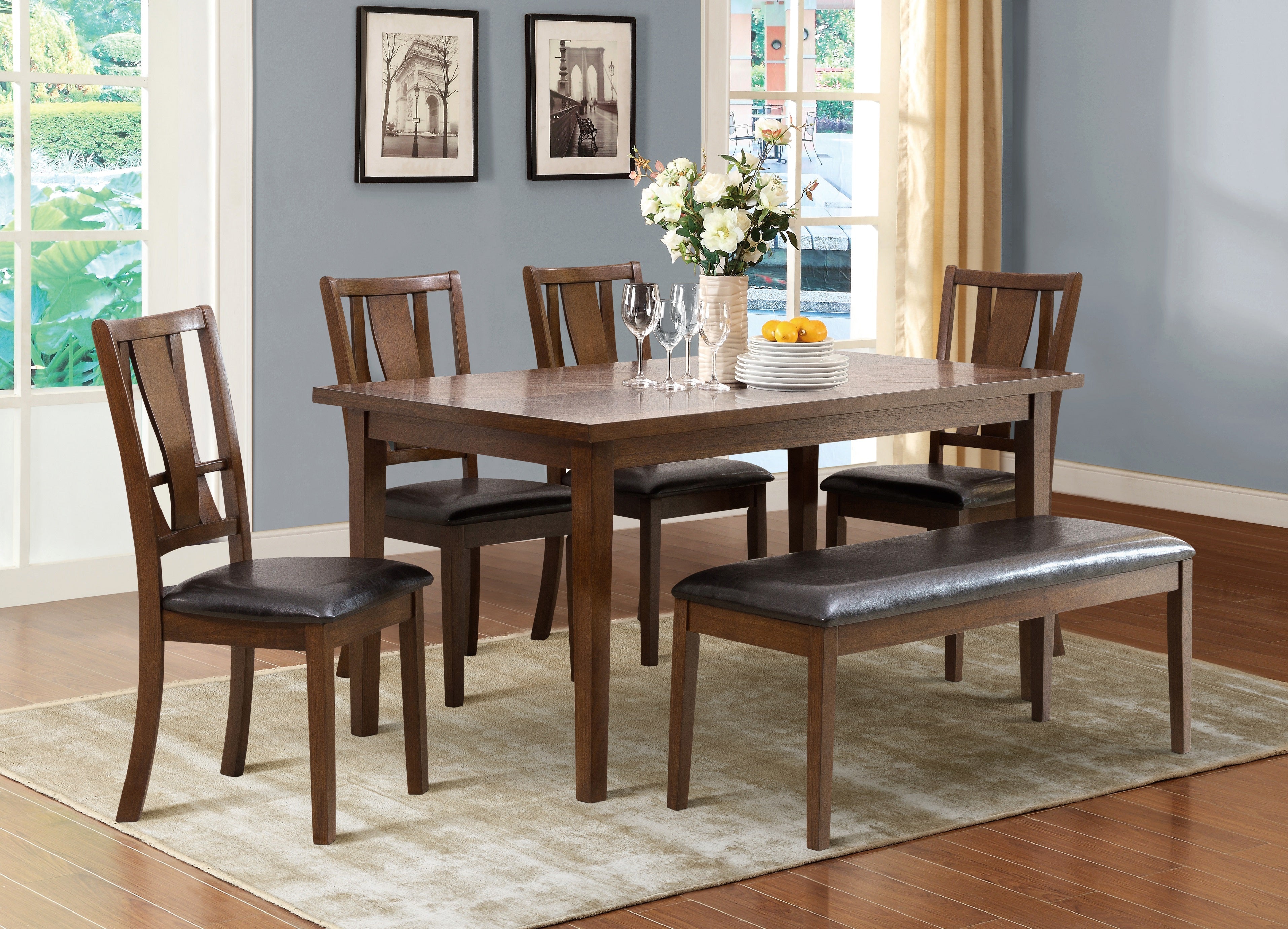 London Brown Mindy 6-Piece Dining Set - SH1156 - Bien Home Furniture &amp; Electronics