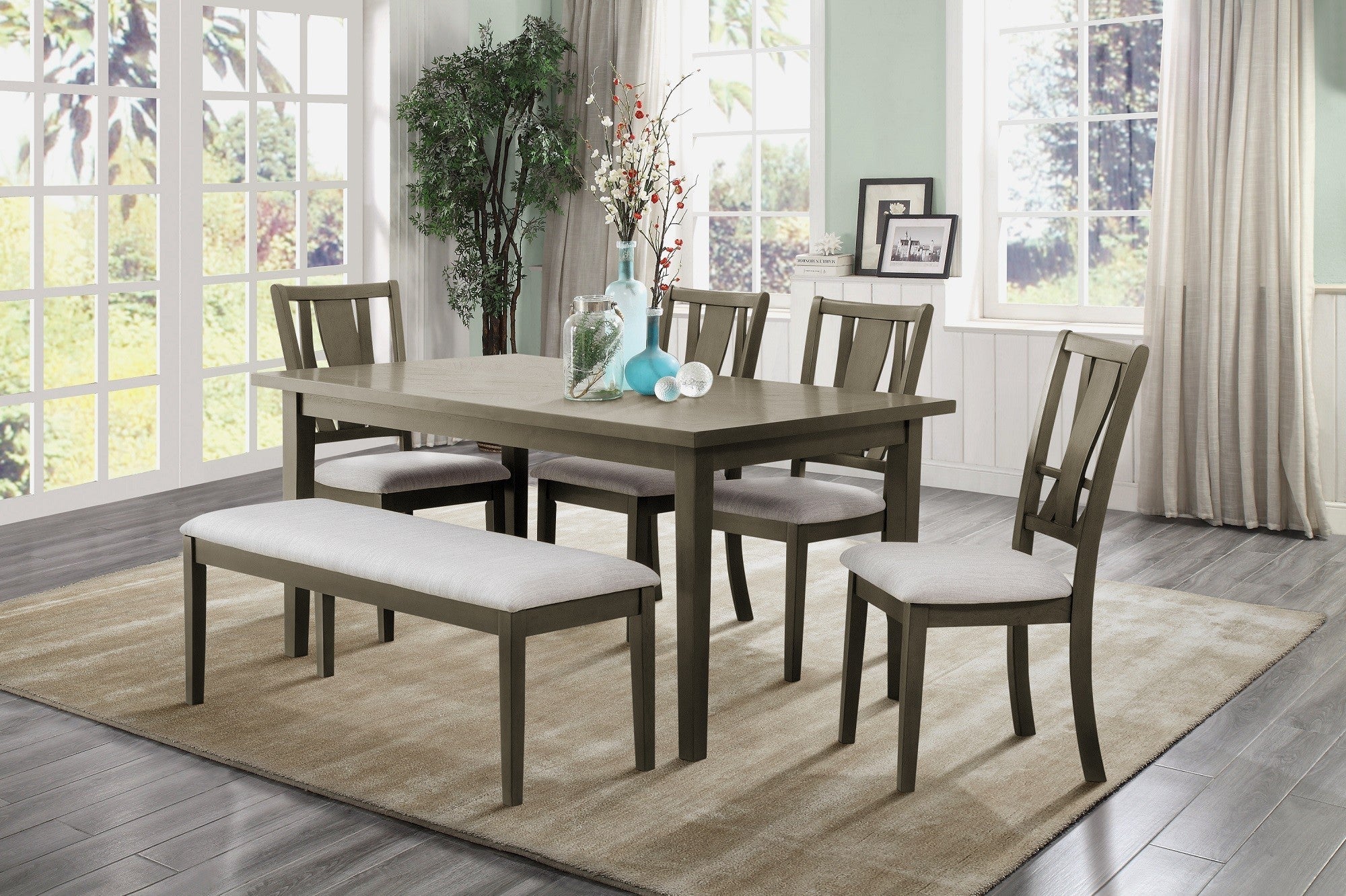 London Gray Mindy 6-Piece Dining Set - SH1156GRY - Bien Home Furniture &amp; Electronics