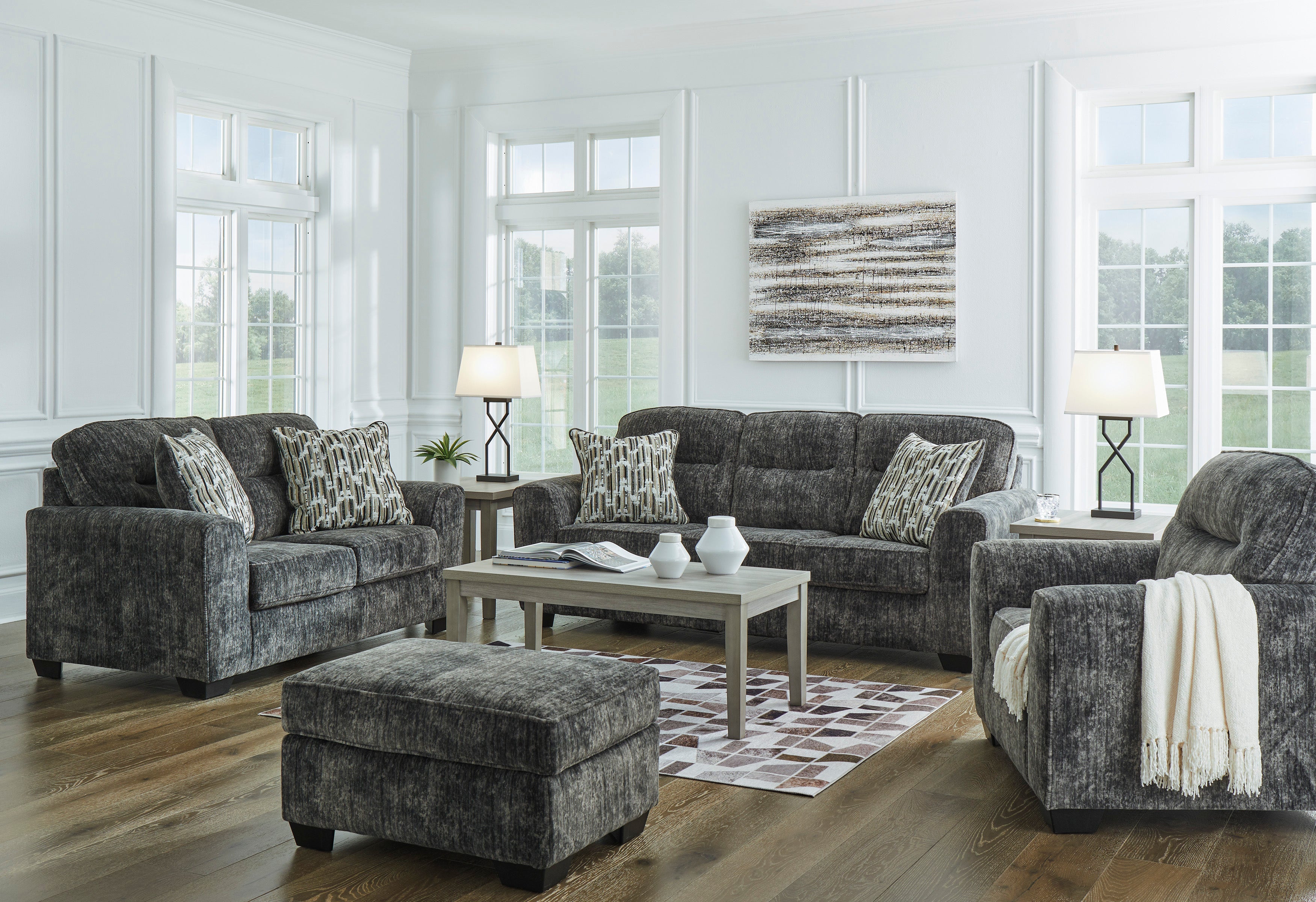 Lonoke Gunmetal Living Room Set - SET | 5050438 | 5050435 - Bien Home Furniture & Electronics