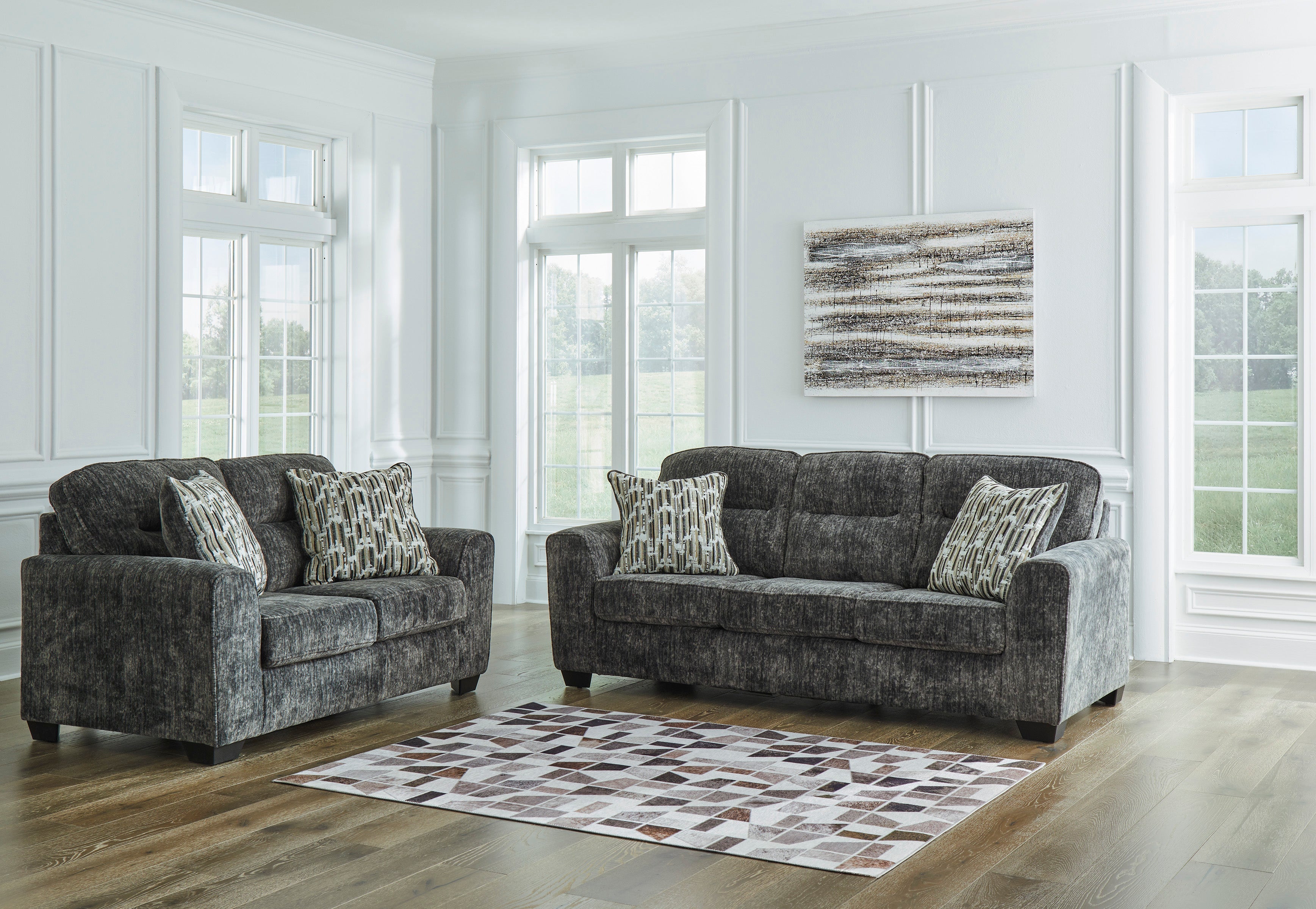 Lonoke Gunmetal Living Room Set - SET | 5050438 | 5050435 - Bien Home Furniture & Electronics