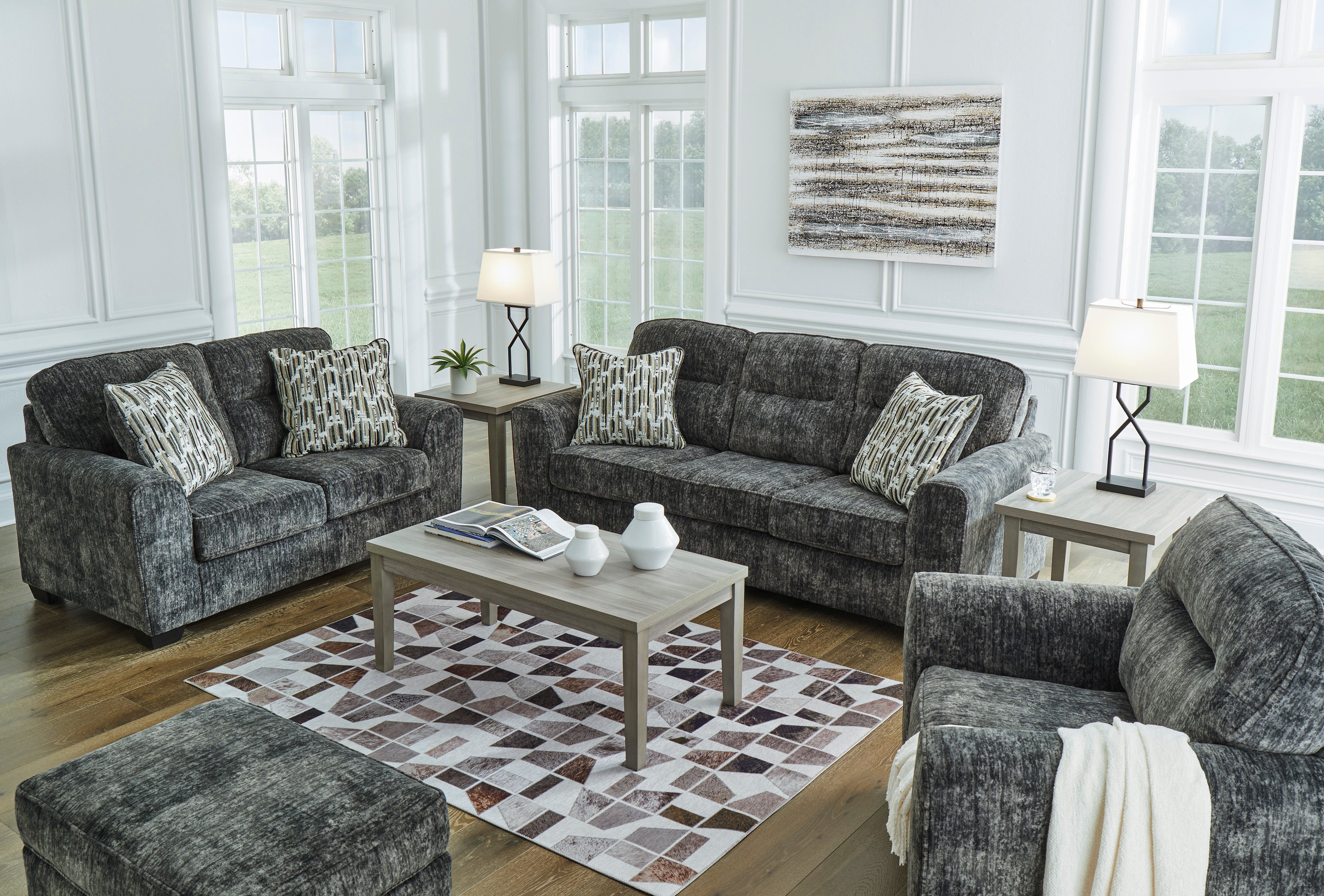 Lonoke Gunmetal Living Room Set - SET | 5050438 | 5050435 - Bien Home Furniture & Electronics