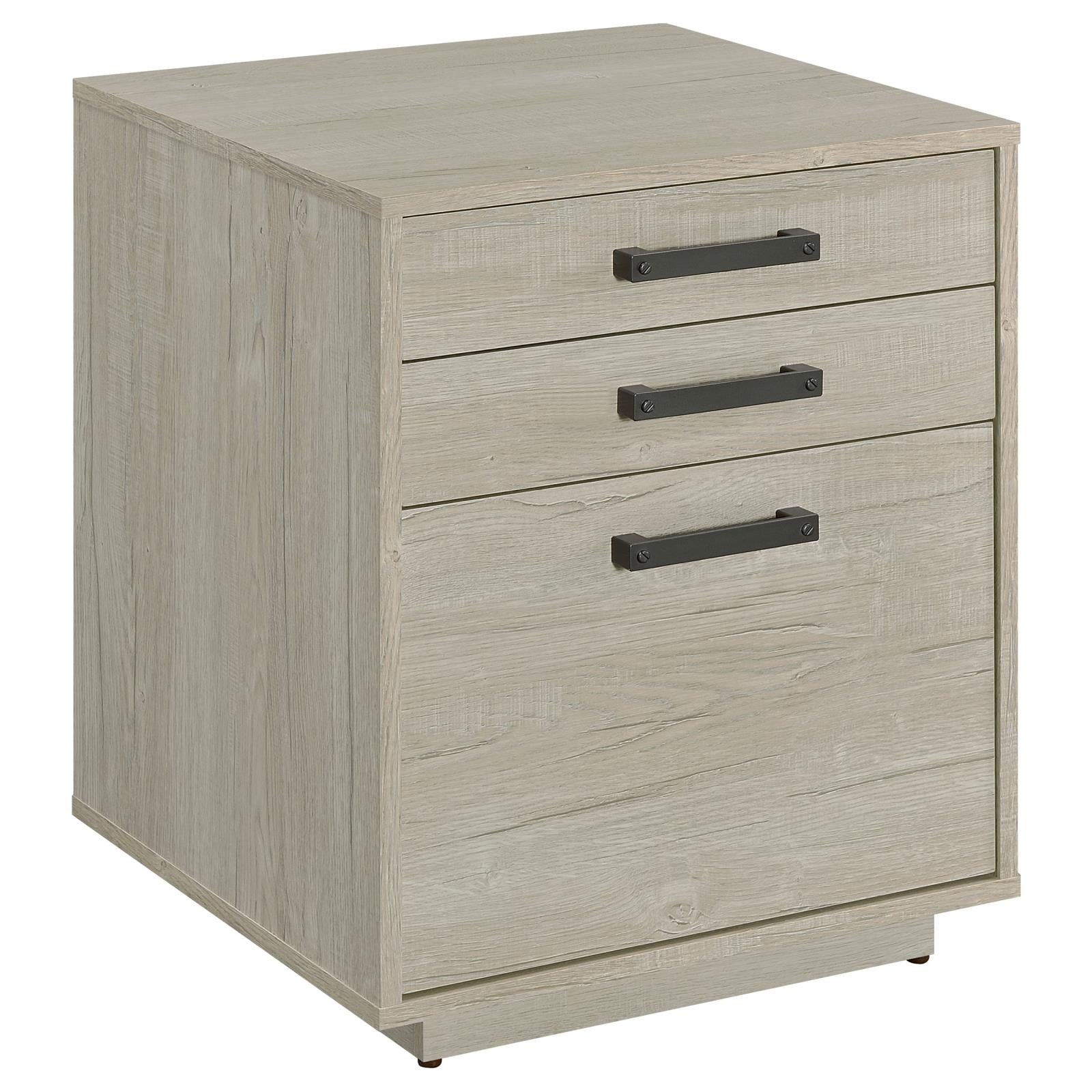 Loomis 3-Drawer Square File Cabinet Whitewashed Gray - 805882 - Bien Home Furniture &amp; Electronics