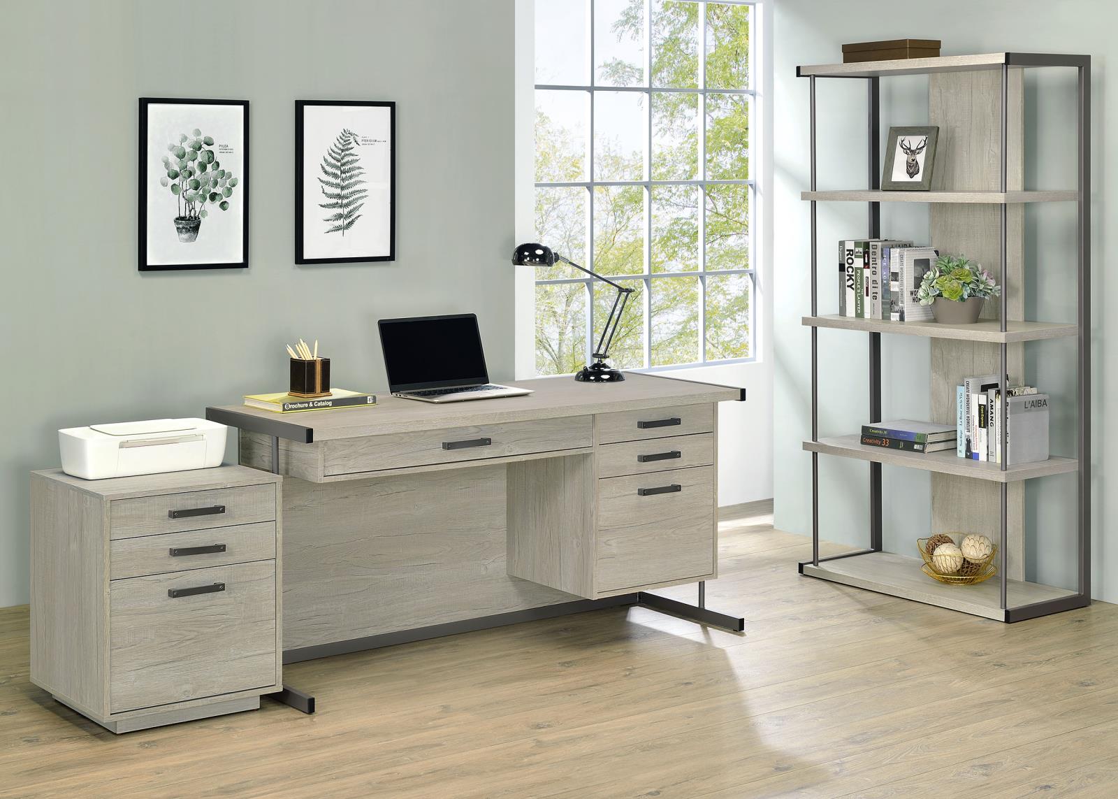 Loomis 3-Drawer Square File Cabinet Whitewashed Gray - 805882 - Bien Home Furniture &amp; Electronics