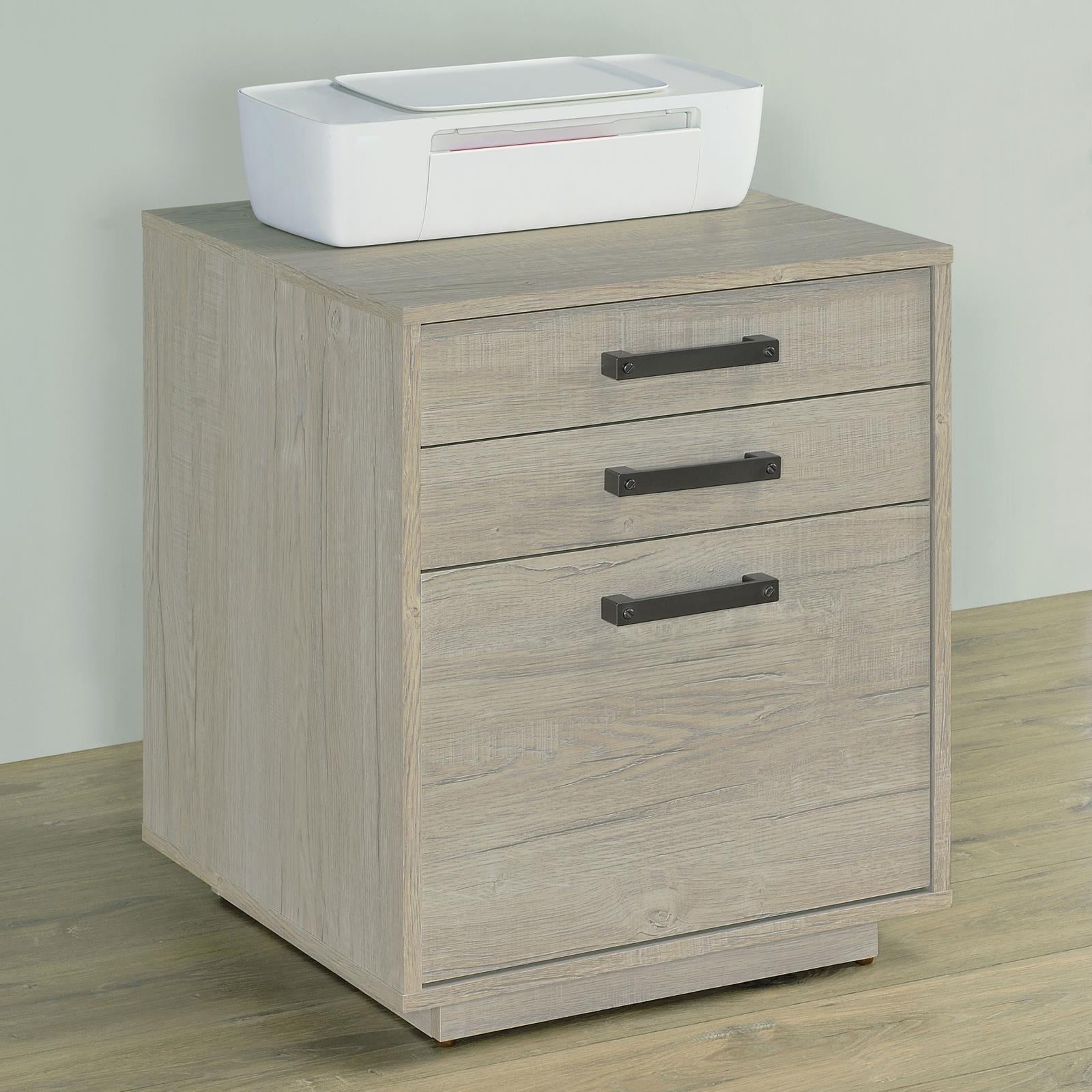 Loomis 3-Drawer Square File Cabinet Whitewashed Gray - 805882 - Bien Home Furniture &amp; Electronics