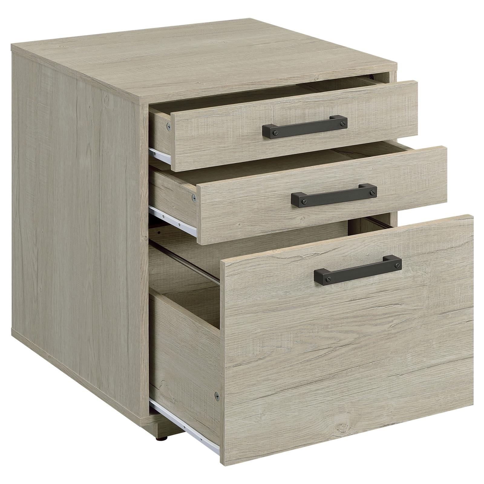 Loomis 3-Drawer Square File Cabinet Whitewashed Gray - 805882 - Bien Home Furniture & Electronics