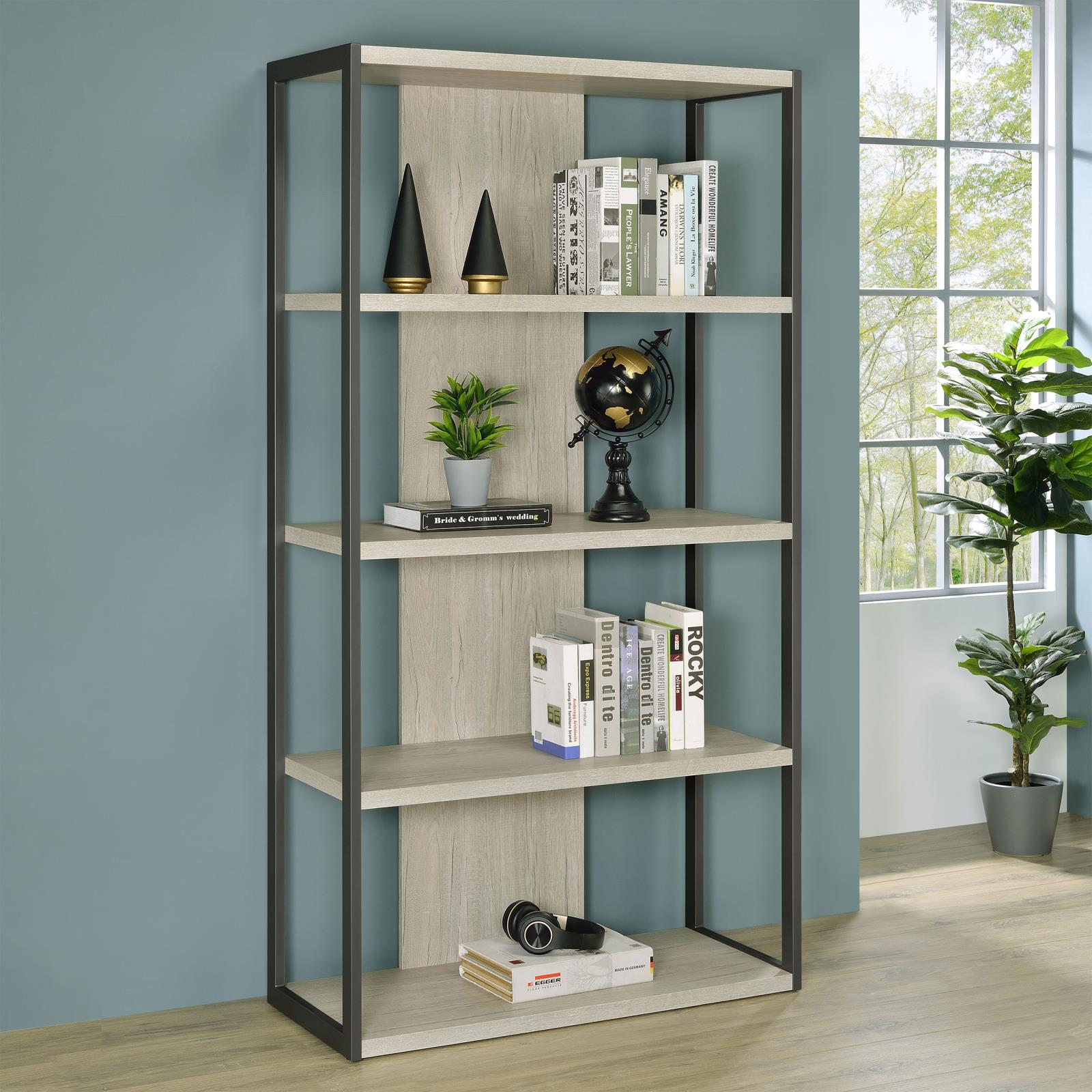 Loomis Whitewashed Gray 4-Shelf Bookcase - 805883 - Bien Home Furniture &amp; Electronics