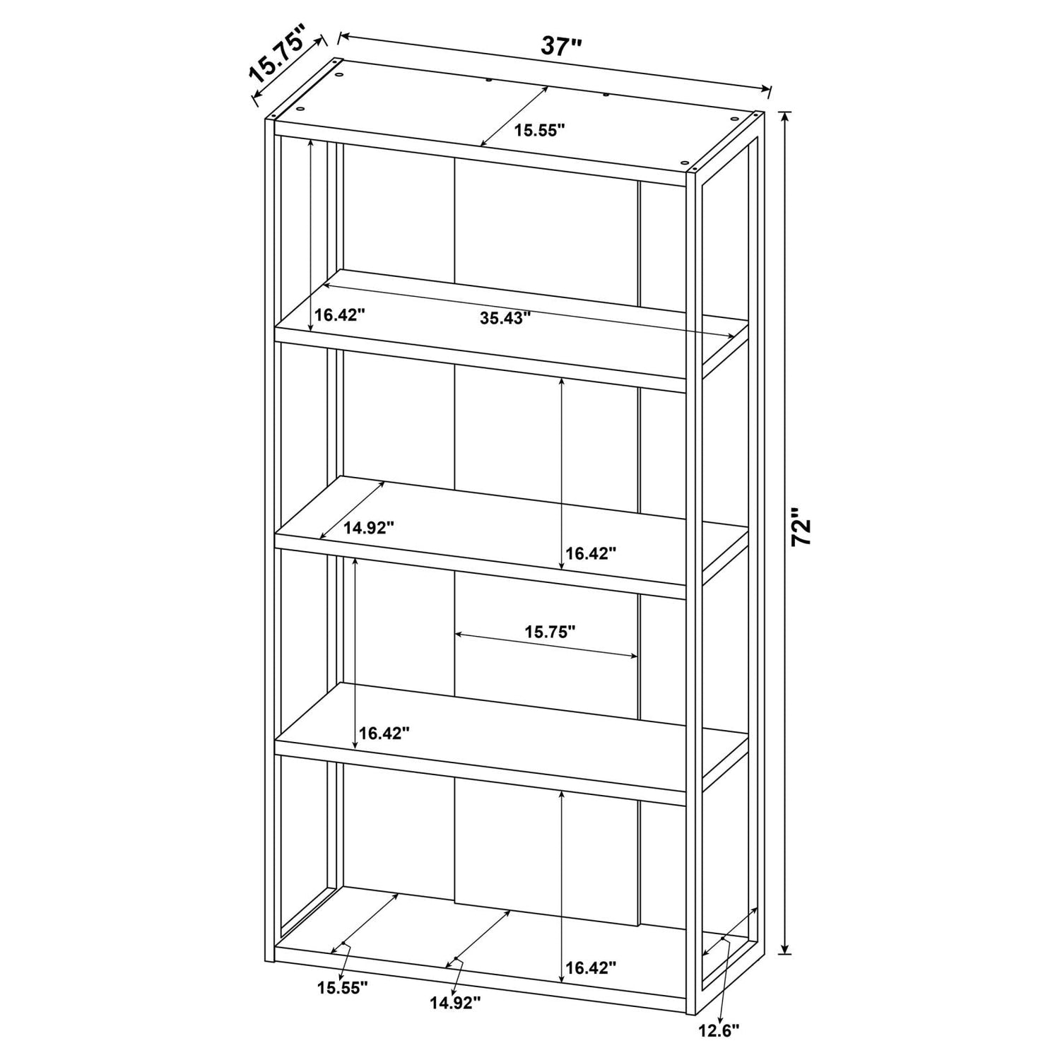 Loomis Whitewashed Gray 4-Shelf Bookcase - 805883 - Bien Home Furniture &amp; Electronics