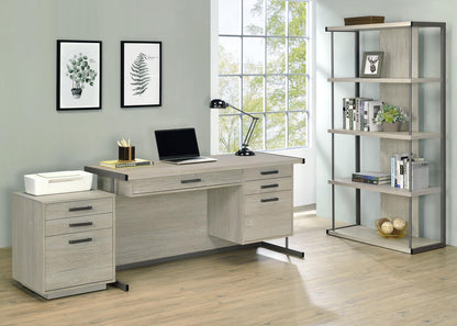Loomis Whitewashed Gray/Gunmetal 4-Drawer Rectangular Office Desk - 805881 - Bien Home Furniture &amp; Electronics