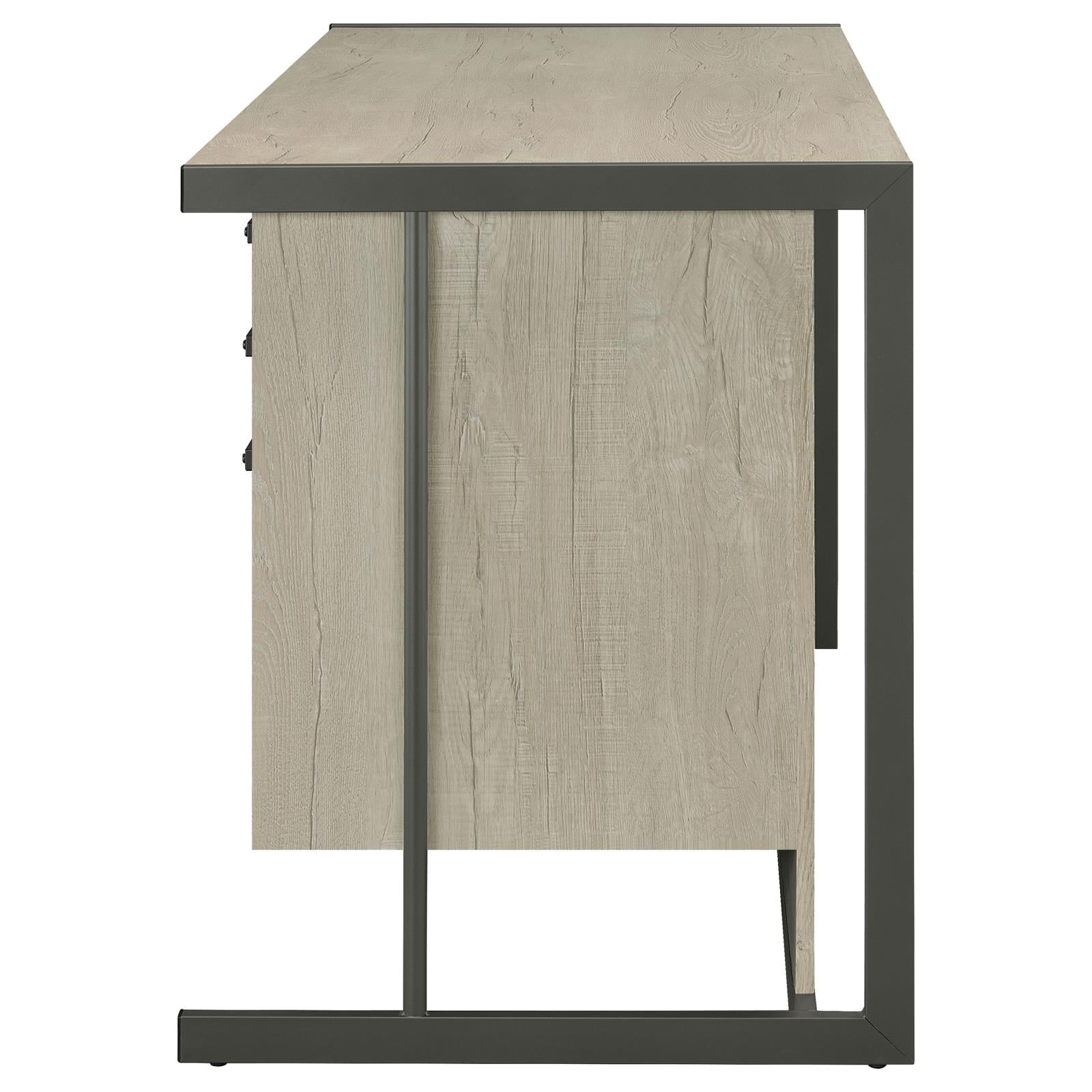 Loomis Whitewashed Gray/Gunmetal 4-Drawer Rectangular Office Desk - 805881 - Bien Home Furniture & Electronics