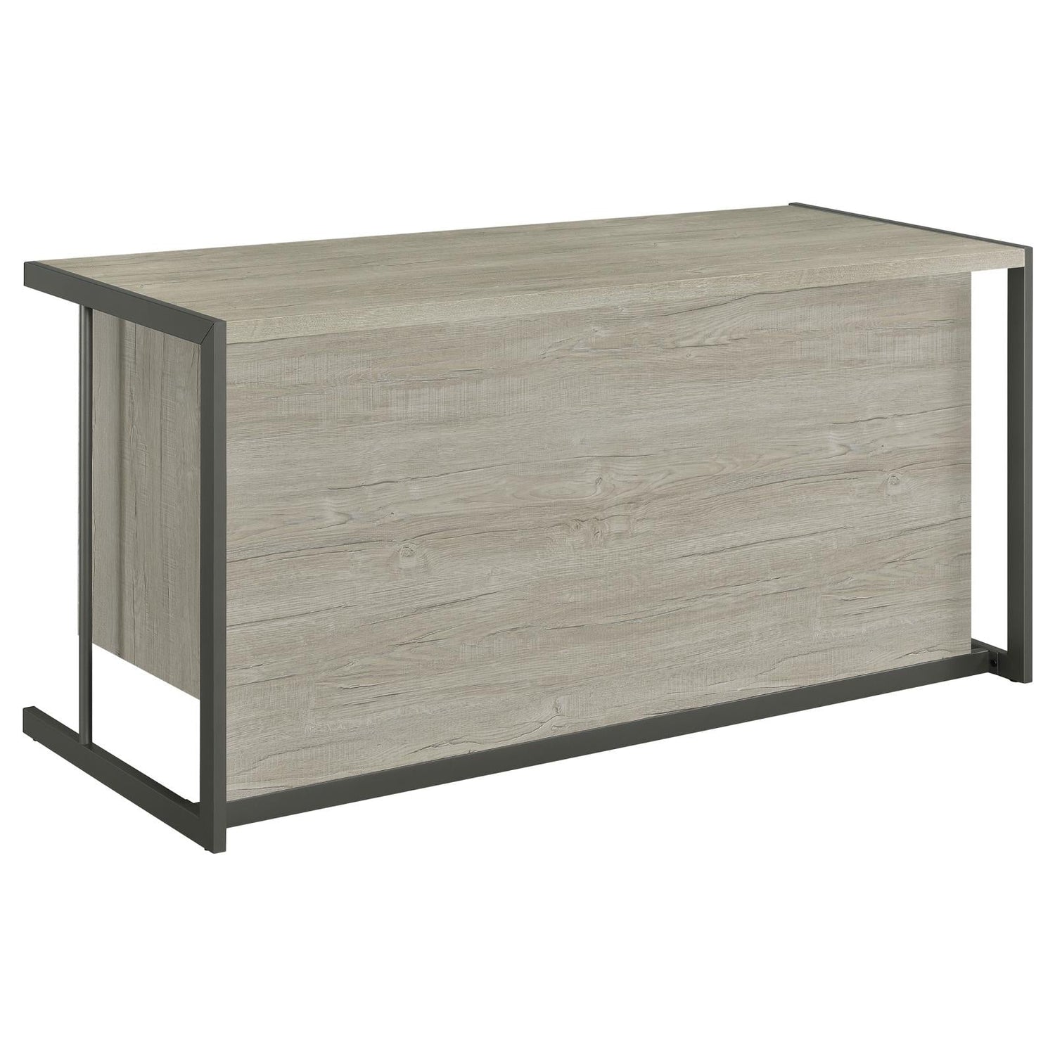 Loomis Whitewashed Gray/Gunmetal 4-Drawer Rectangular Office Desk - 805881 - Bien Home Furniture & Electronics