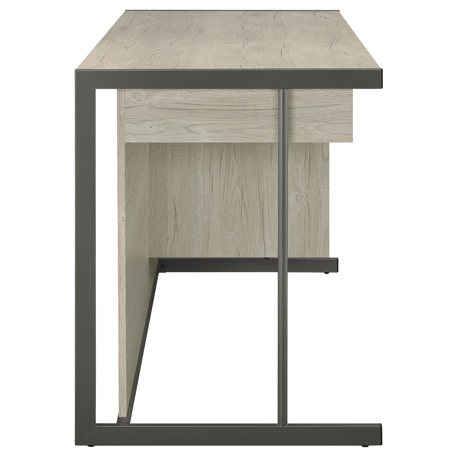 Loomis Whitewashed Gray/Gunmetal 4-Drawer Rectangular Office Desk - 805881 - Bien Home Furniture & Electronics