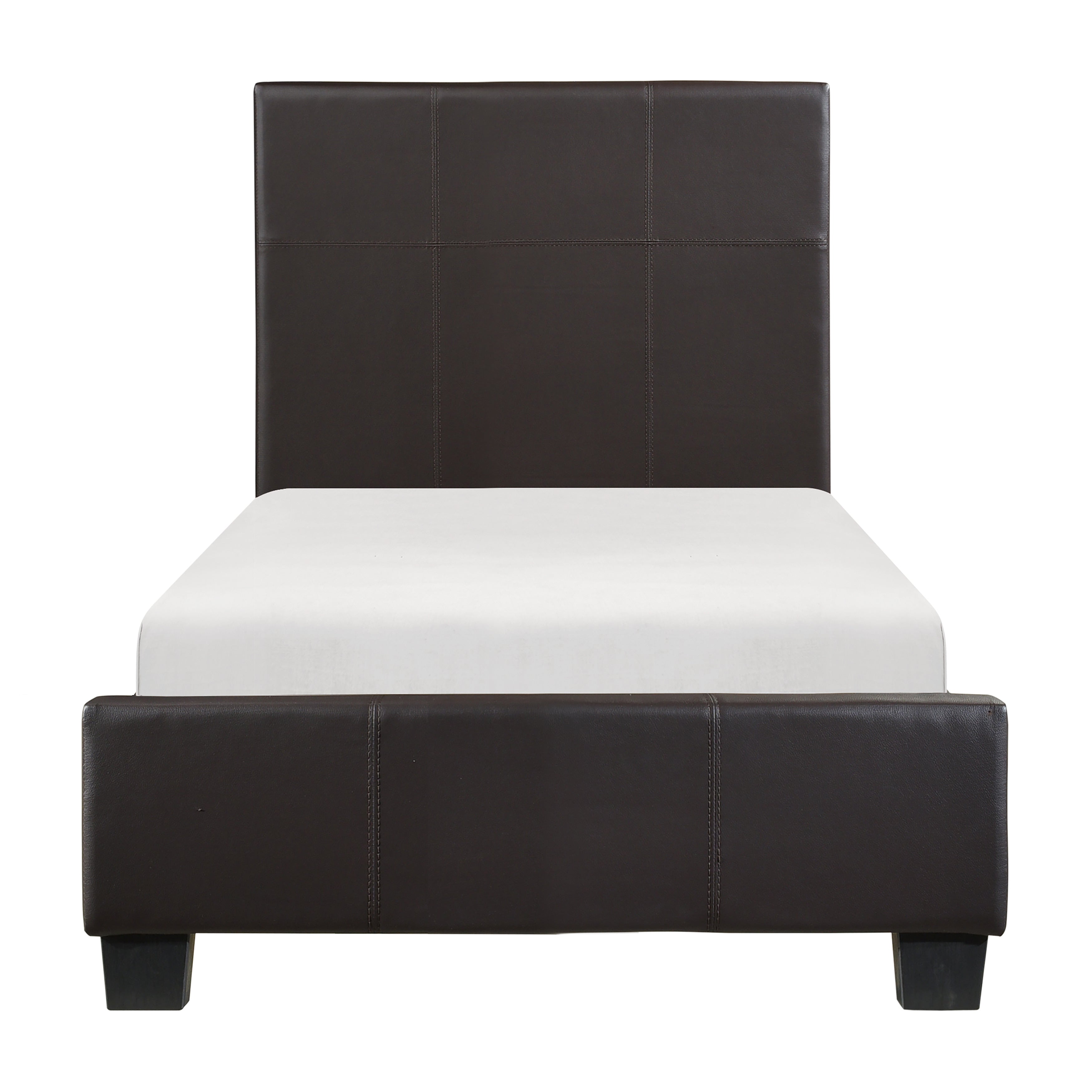 Lorenzi Dark Brown Twin Upholstered Platform Bed - SET | 2220TDBR-1 | 2220TDBR-3 - Bien Home Furniture & Electronics