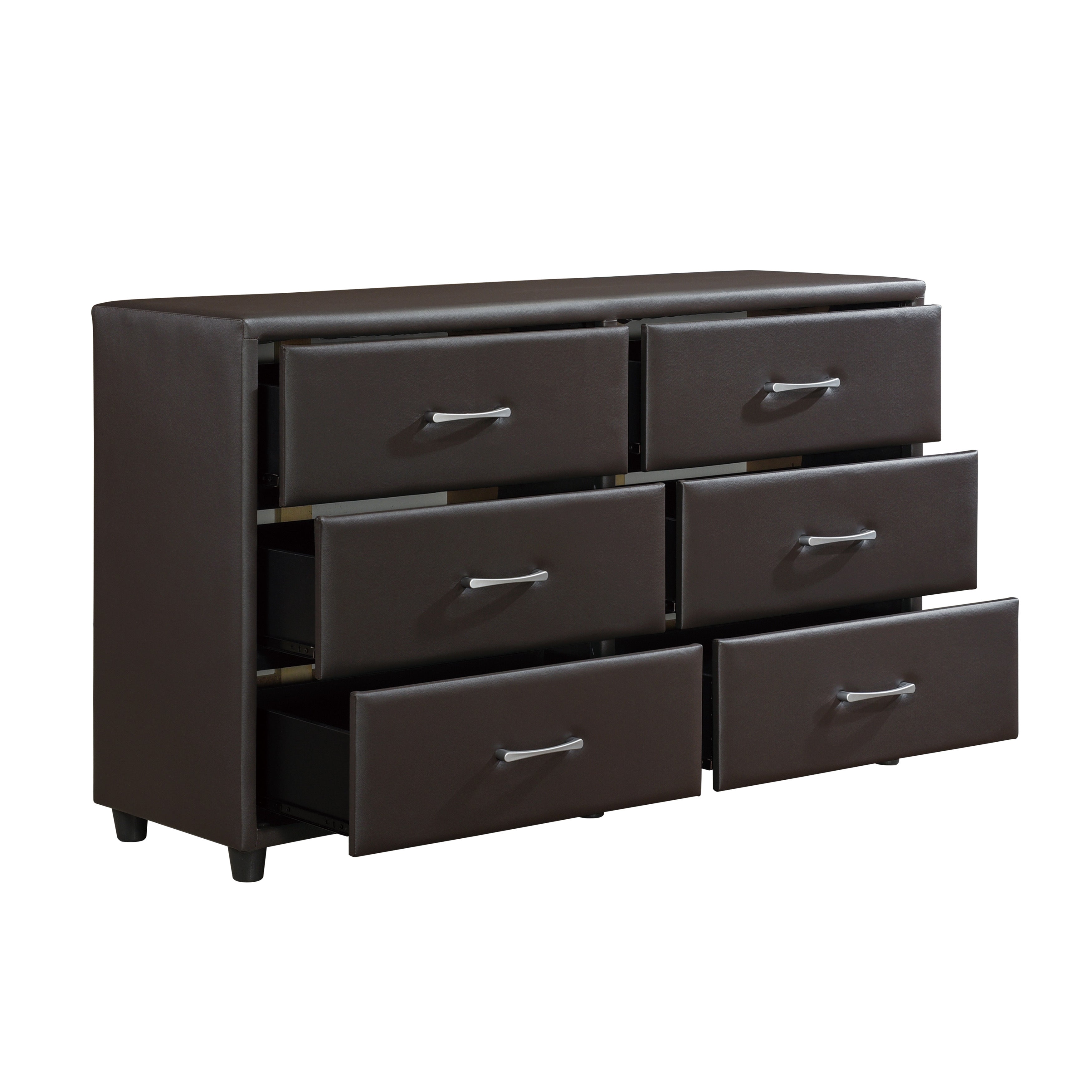 Lorenzi Dark Brown Upholstered Platform Bedroom Set - SET | 2220DBR-1 | 2220DBR-3 | 2220DBR-5 | 2220DBR-6 | 2220DBR-4 | 2220DBR-9 - Bien Home Furniture & Electronics