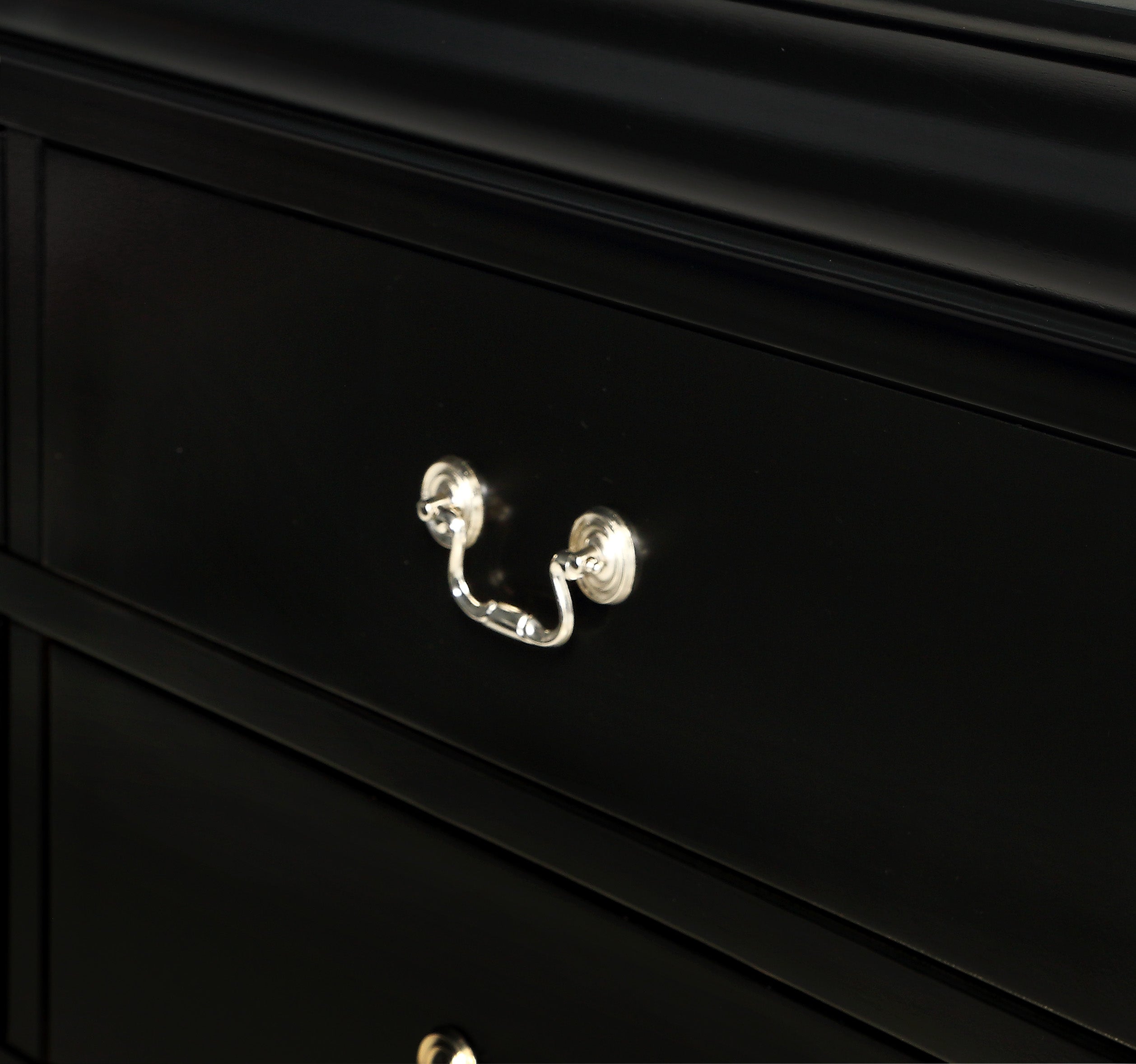 Louis Philip Black Sleigh Bedroom Set - SET | B3950-K-HBFB | B3950-K-RAIL | B3950-2 | B3950-4 - Bien Home Furniture & Electronics