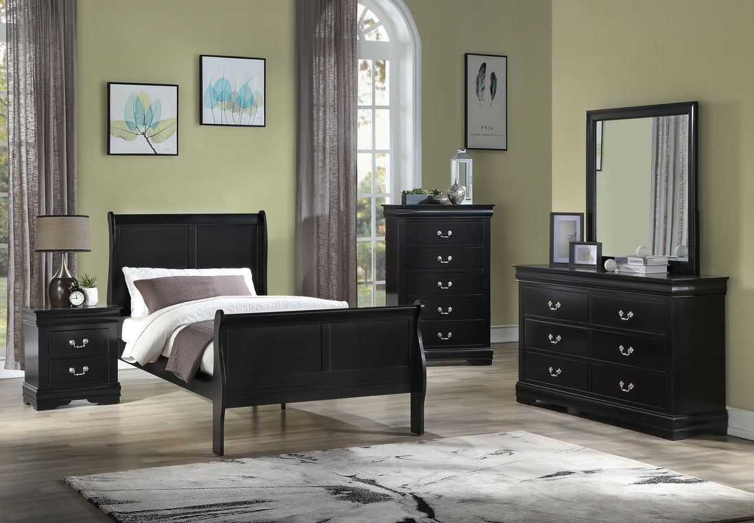 Louis Philip Black Sleigh Youth Bedroom Set - SET | B3950-F-HBFB | B3950-F-RAIL | B3950-1 | B3950-11 - Bien Home Furniture &amp; Electronics