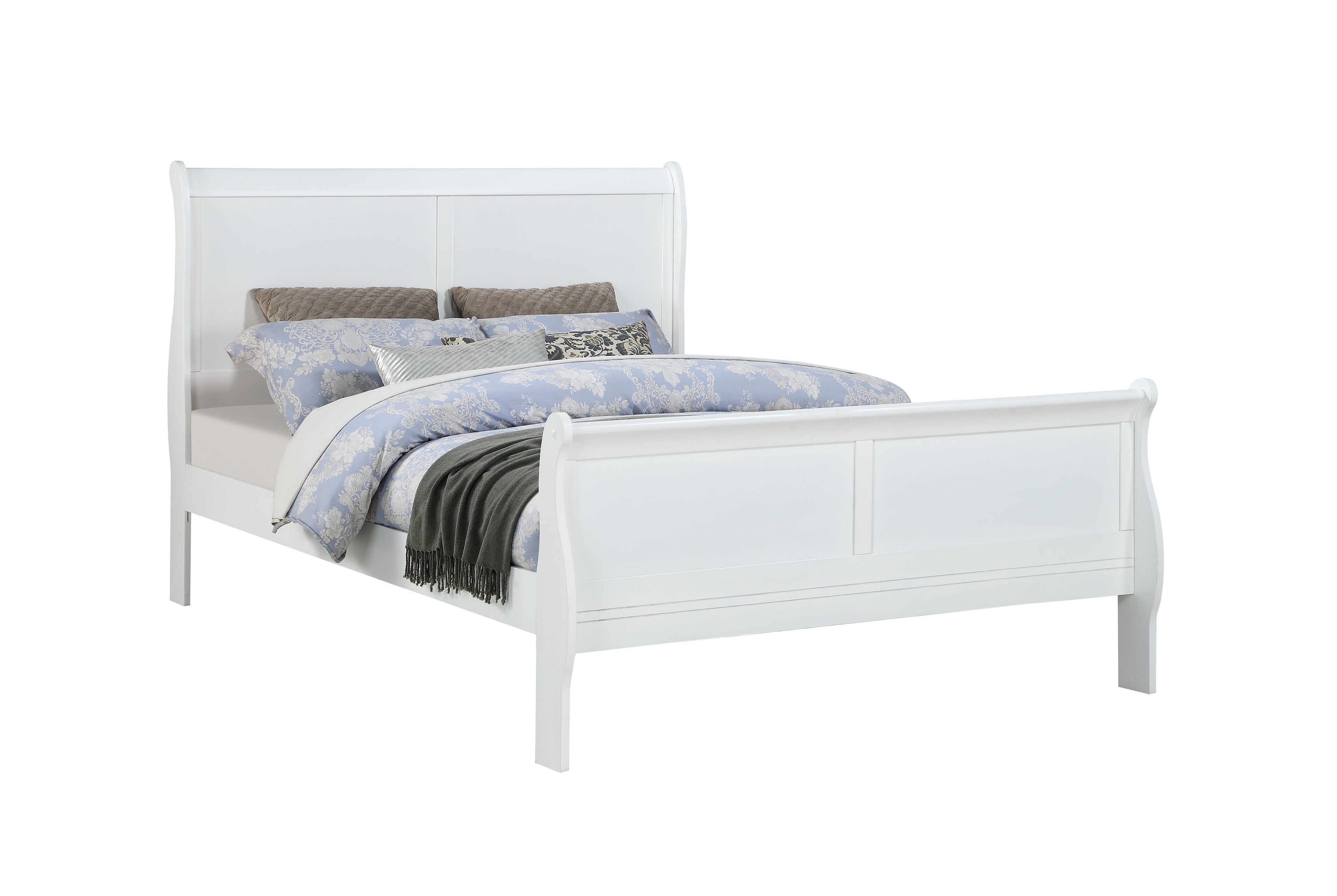 Louis Philip White Full Sleigh Bed - SET | B3650-F-HBFB | B3650-F-RAIL - Bien Home Furniture &amp; Electronics