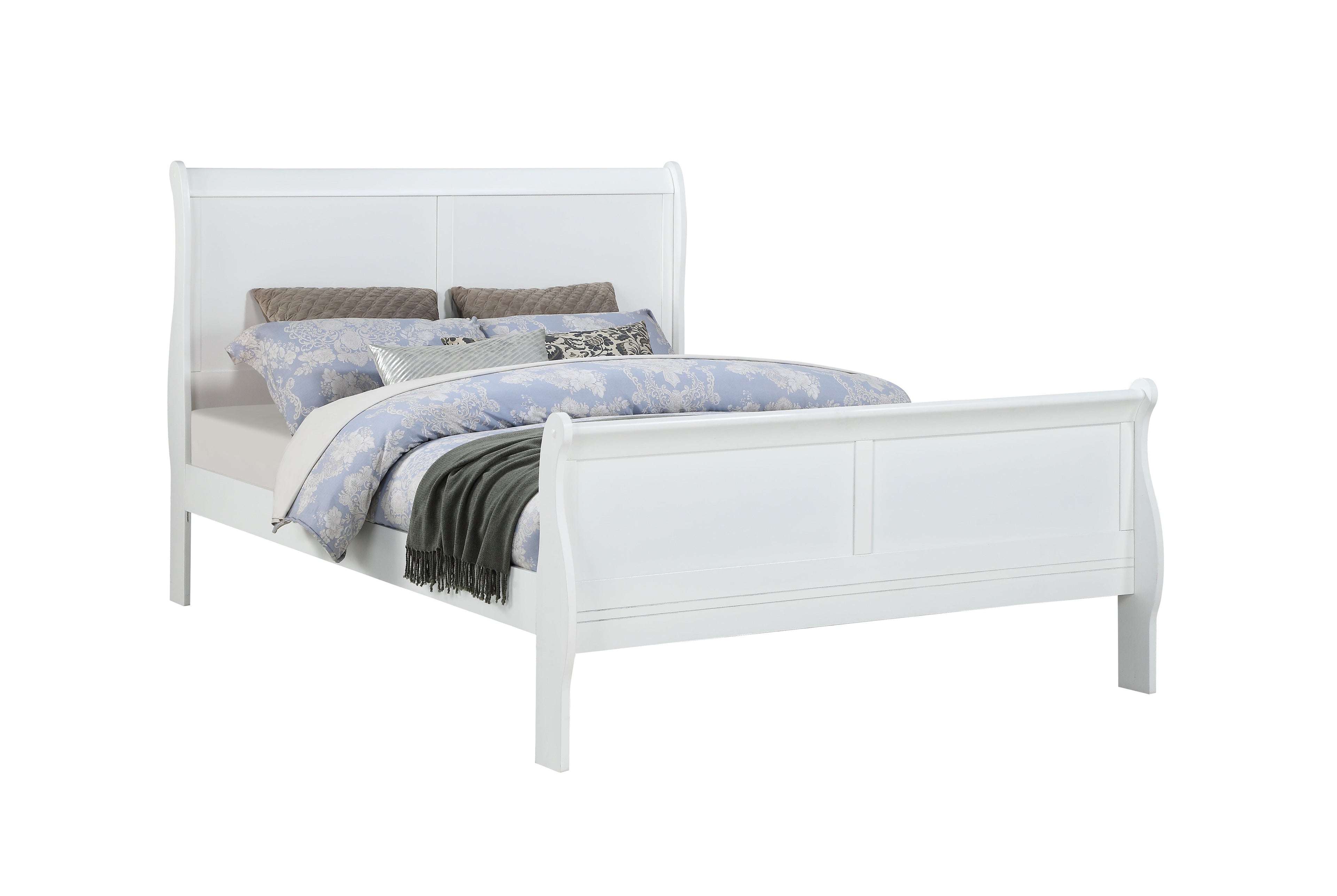 Louis Philip White King Sleigh Bed - SET | B3650-K-HBFB | B3650-K-RAIL - Bien Home Furniture &amp; Electronics