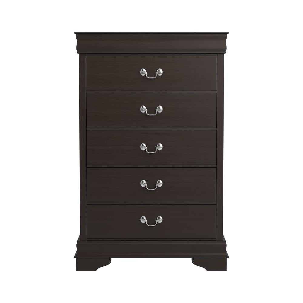 Louis Philippe Cappuccino 5-Drawer Chest with Silver Bails - 202415 - Bien Home Furniture & Electronics
