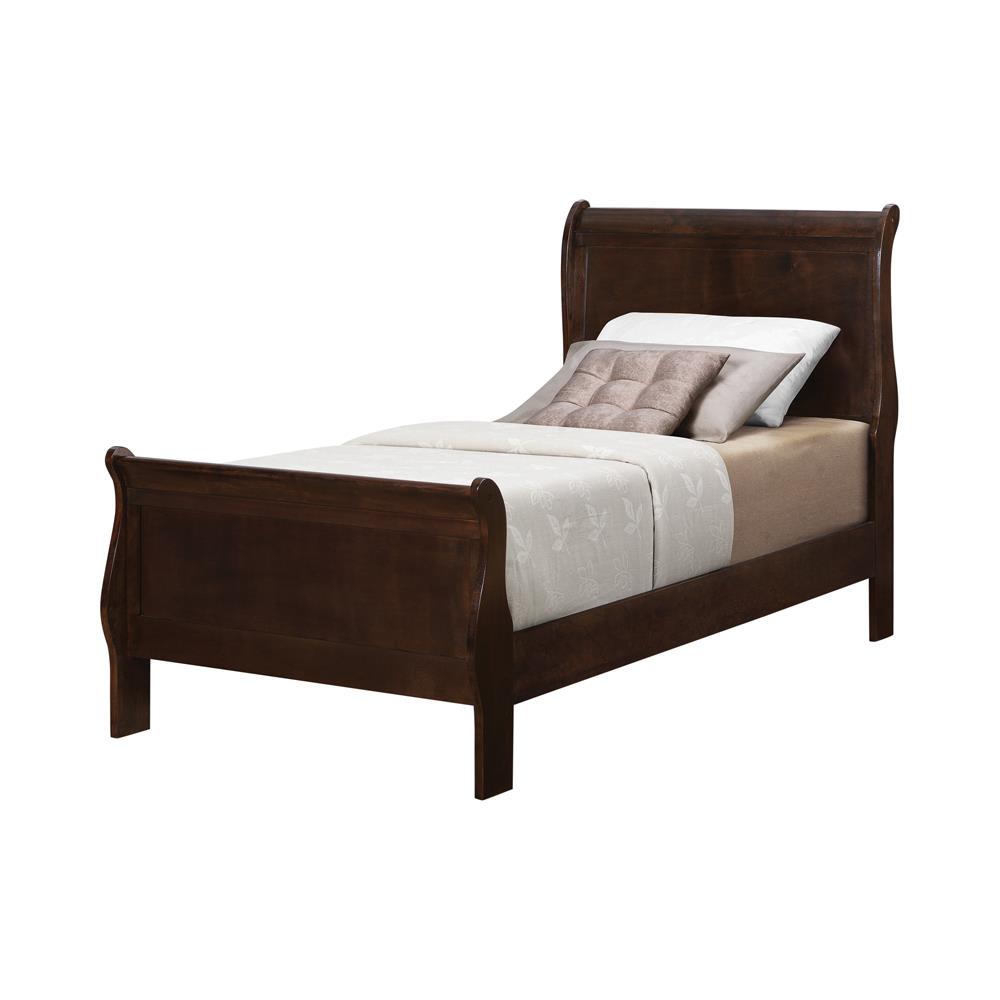 Louis Philippe Twin Panel Sleigh Bed Cappuccino - 202411T - Bien Home Furniture & Electronics