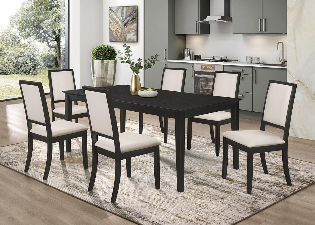 Louise 7-Piece Rectangular Dining Set Black/Cream - 101561-S7 - Bien Home Furniture & Electronics