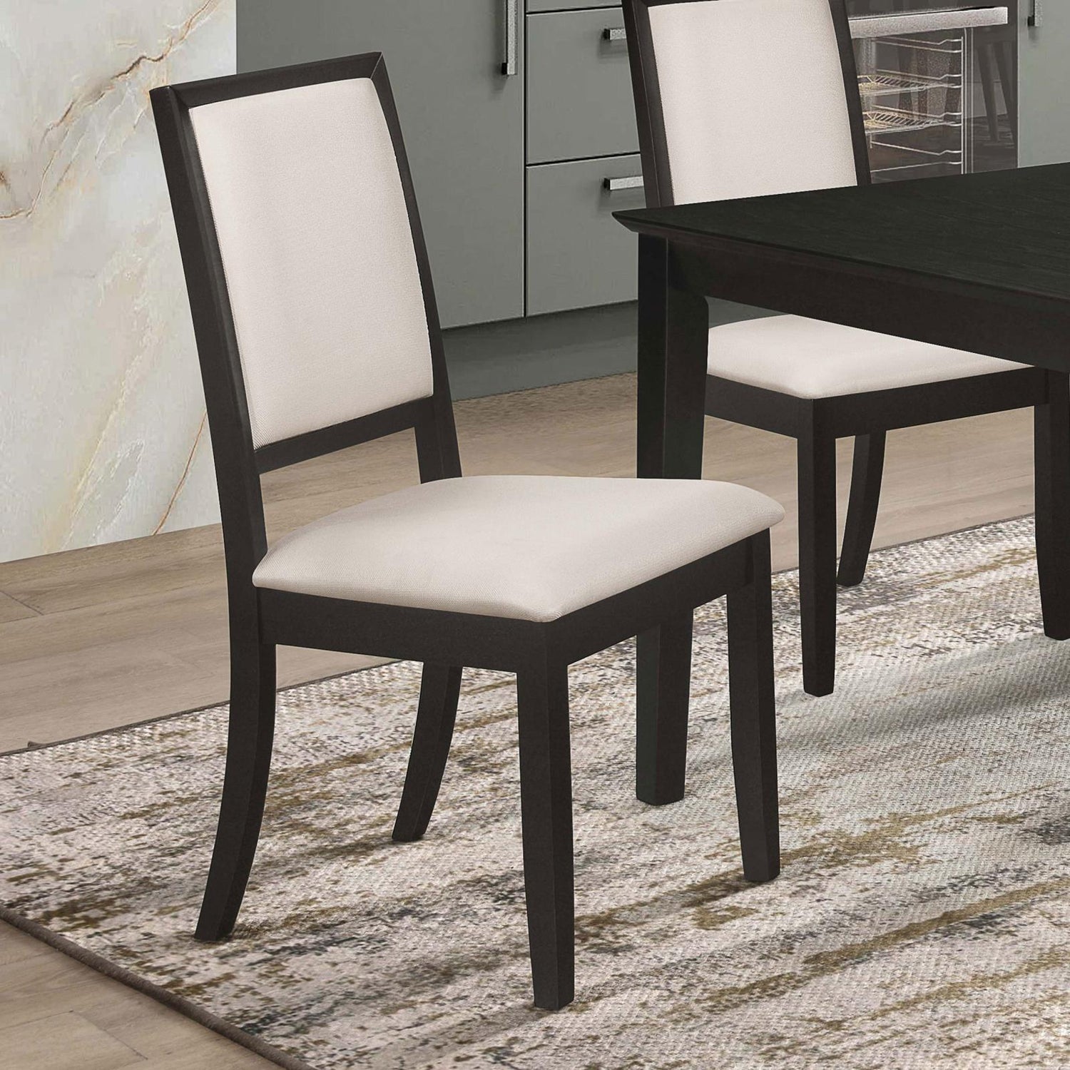 Louise Black/Cream Upholstered Dining Side Chairs, Set of 2 - 101562 - Bien Home Furniture & Electronics