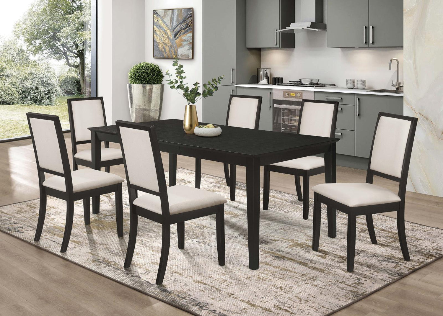 Louise Black Rectangular Dining Table with Extension Leaf - 101561 - Bien Home Furniture & Electronics