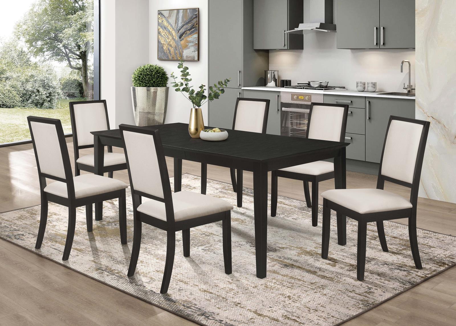Louise Black Rectangular Dining Table with Extension Leaf - 101561 - Bien Home Furniture & Electronics