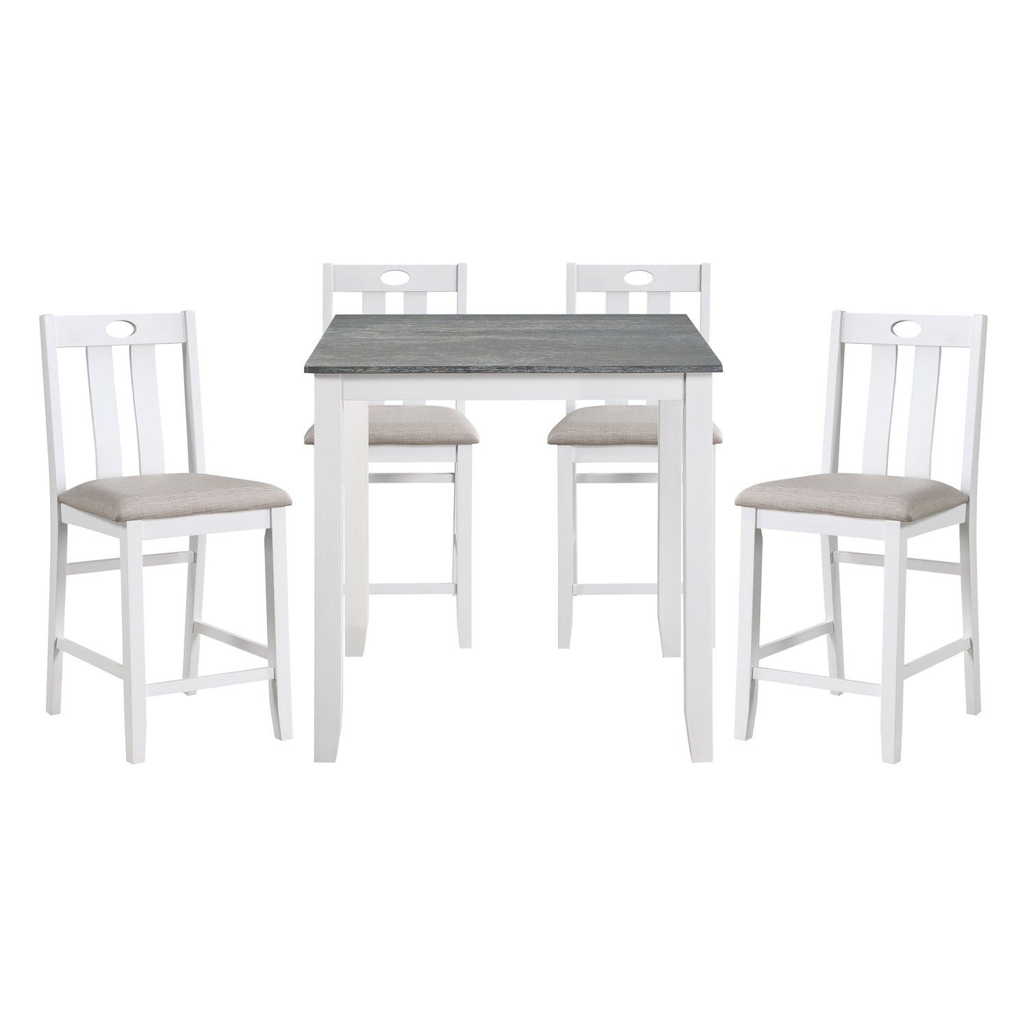 Lowell Bright White/Weathered Gray 5-Piece Counter Height Set - 5744WH-36 - Bien Home Furniture & Electronics