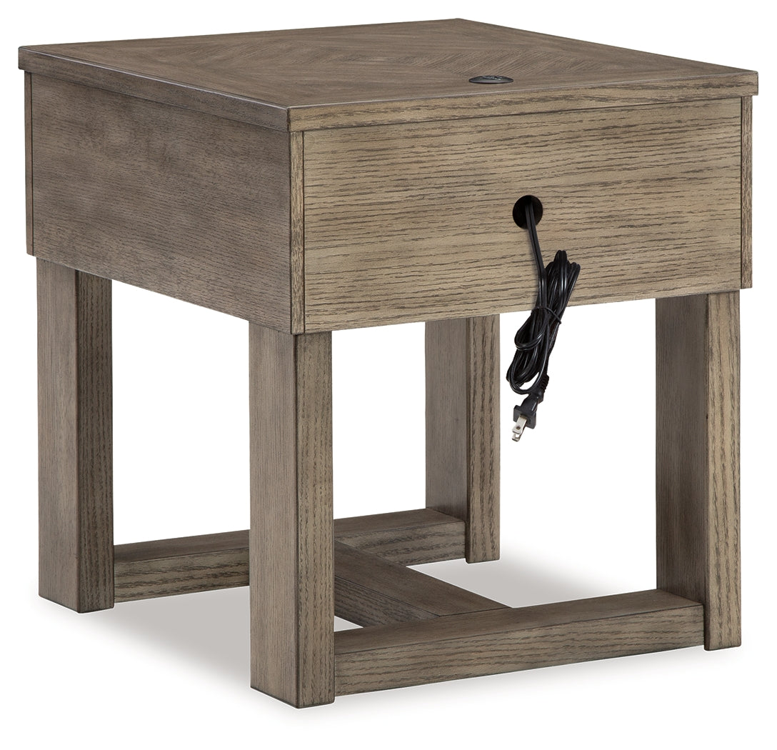 Loyaska Grayish Brown/White End Table - T854-3 - Bien Home Furniture & Electronics