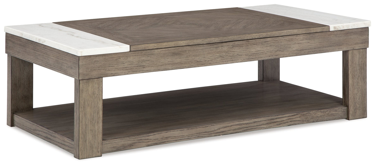 Loyaska Grayish Brown/White Lift-Top Coffee Table - T854-9 - Bien Home Furniture & Electronics